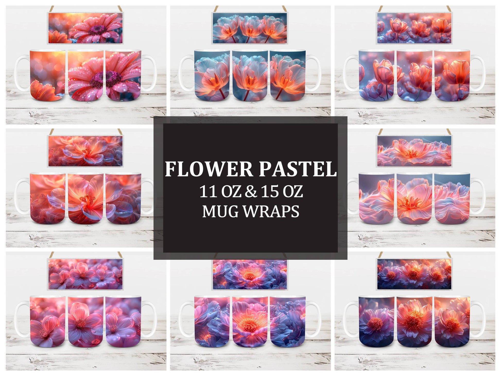 Flower Pastel 8 Mug Wrap - CraftNest