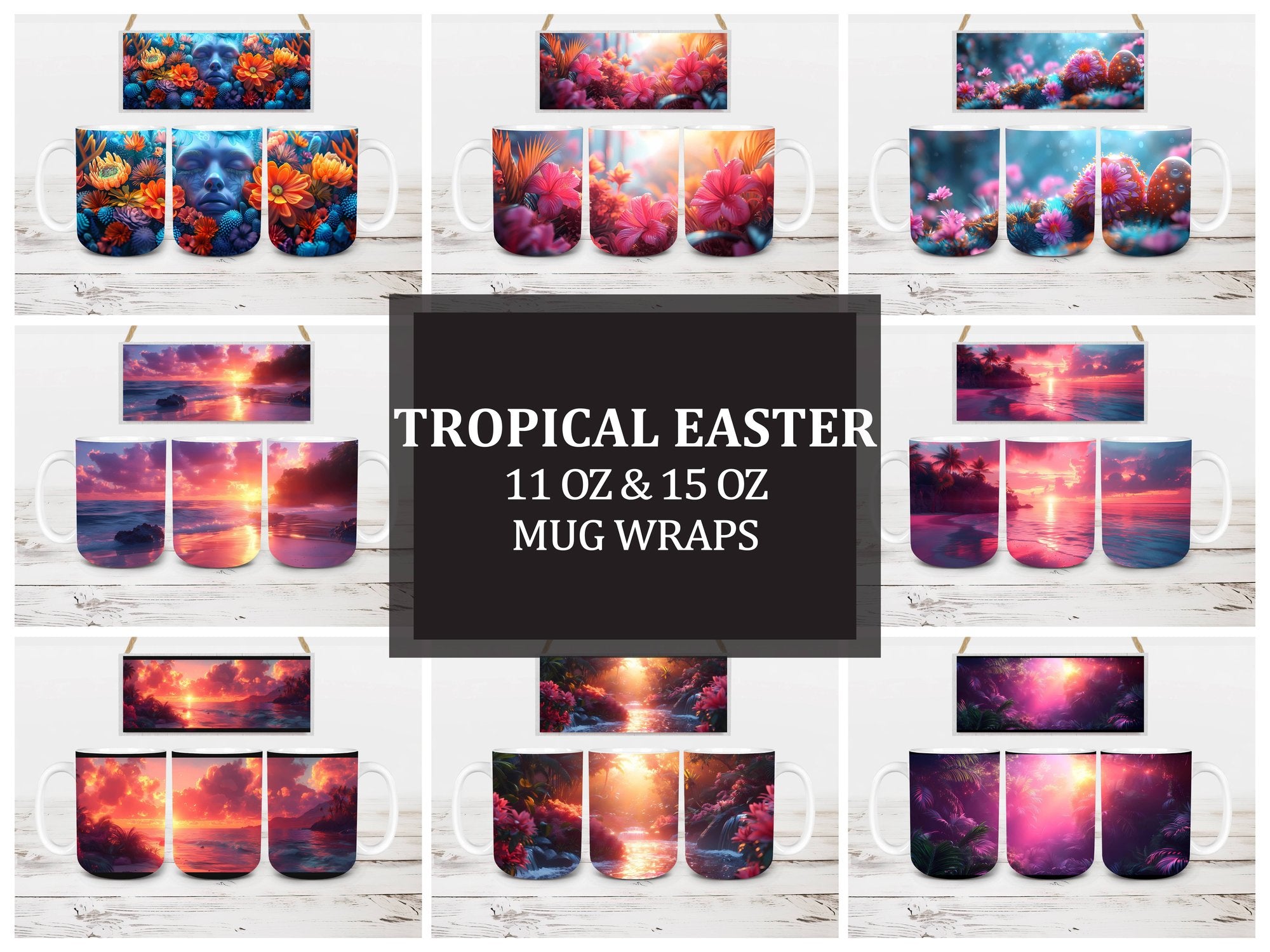 Tropical Easter 3 Mug Wrap - CraftNest