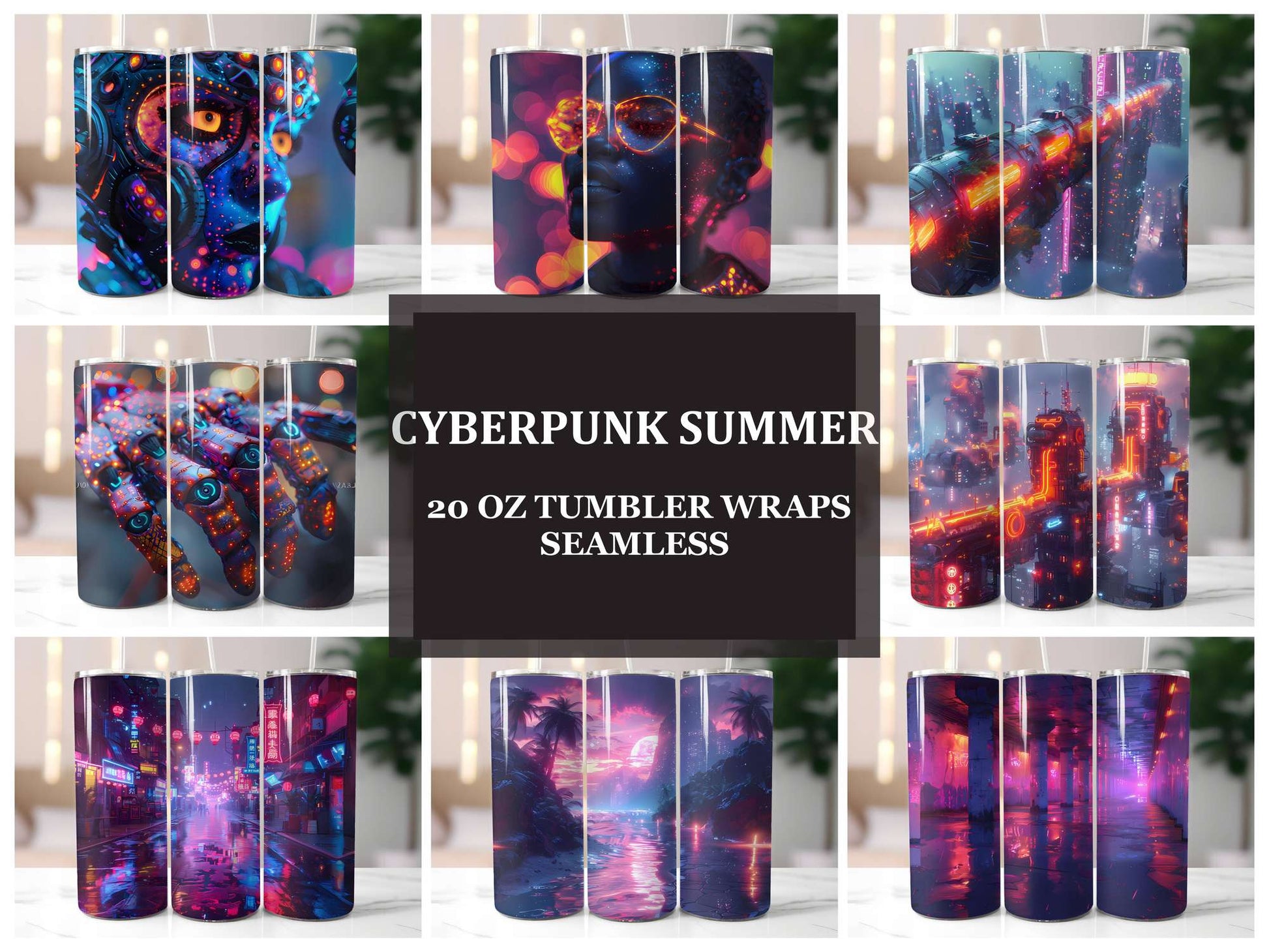 Cyberpunk Summer 2 Tumbler Wrap - CraftNest - Digital Crafting and Art