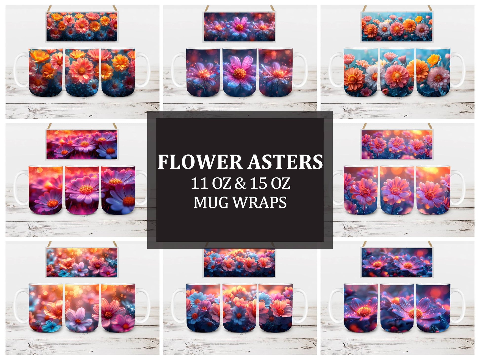 Flower Asters 5 Mug Wrap - CraftNest