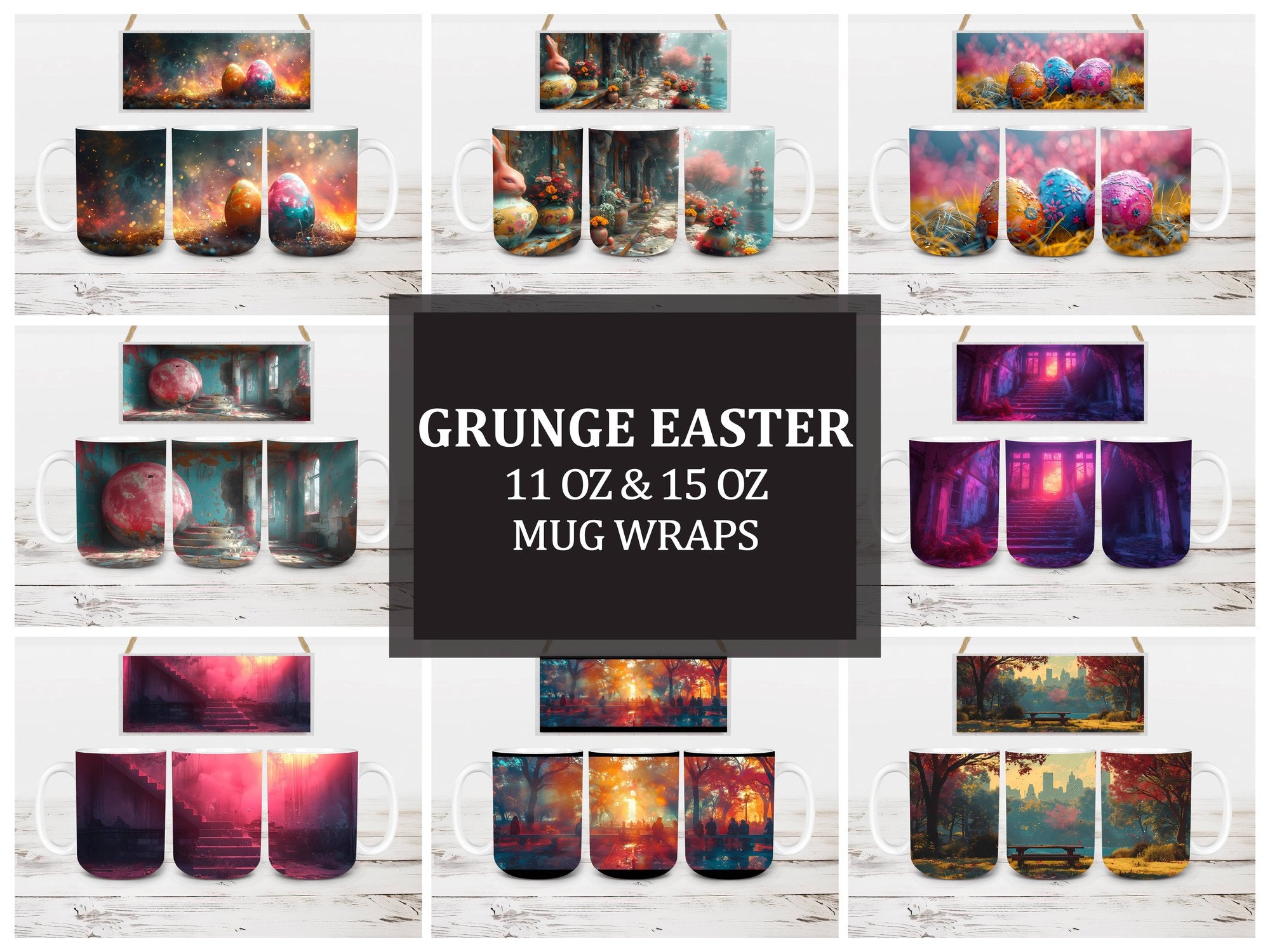 Grunge Easter 5 Mug Wrap - CraftNest