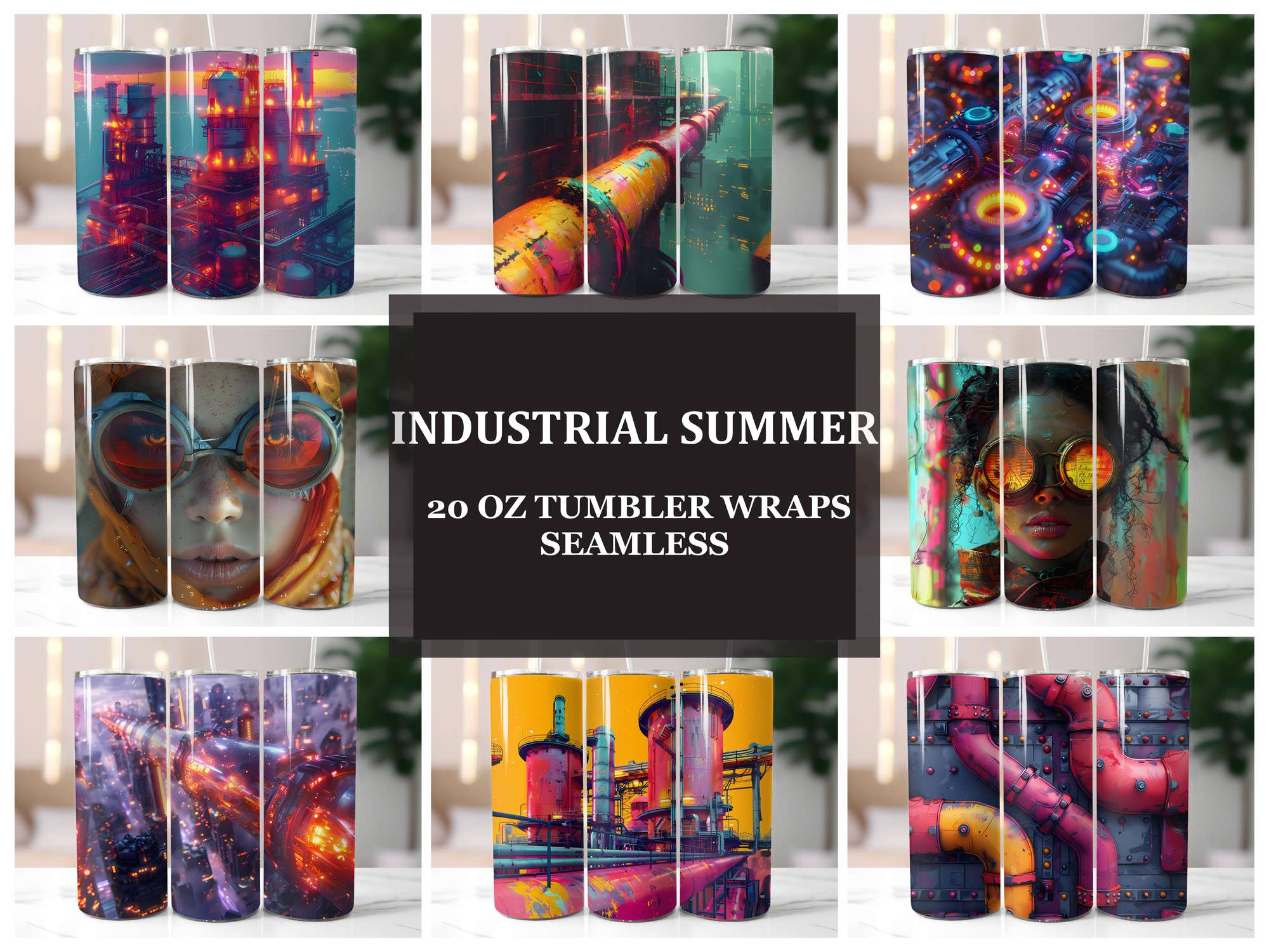 Industrial Summer 5 Tumbler Wrap - CraftNest - Digital Crafting and Art