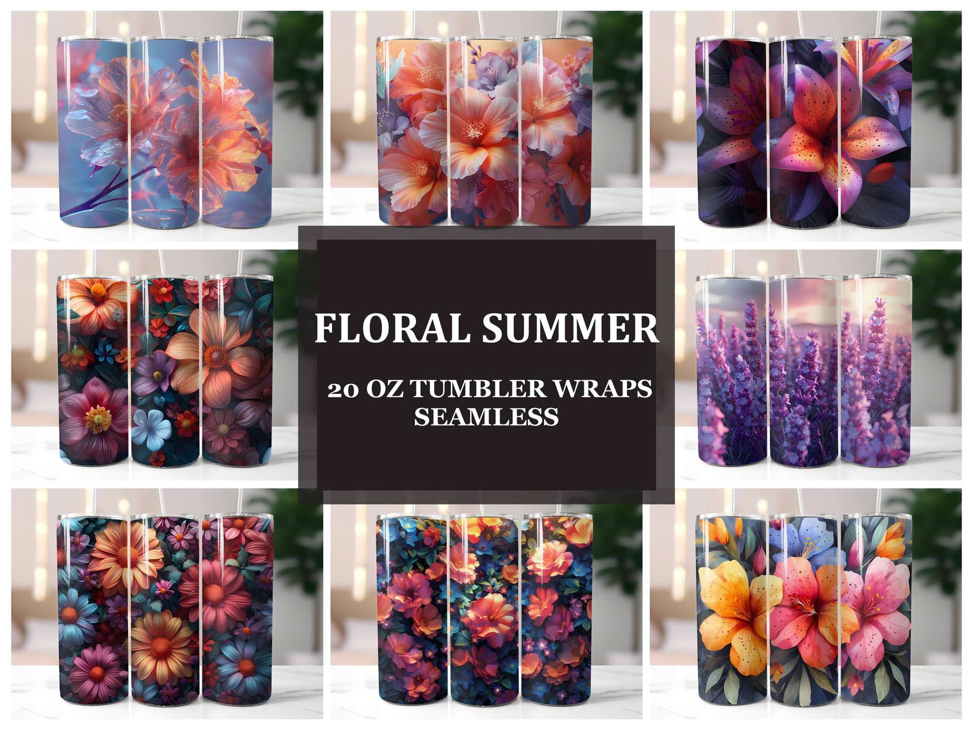 Floral Summer 1 Tumbler Wrap - CraftNest - Digital Crafting and Art