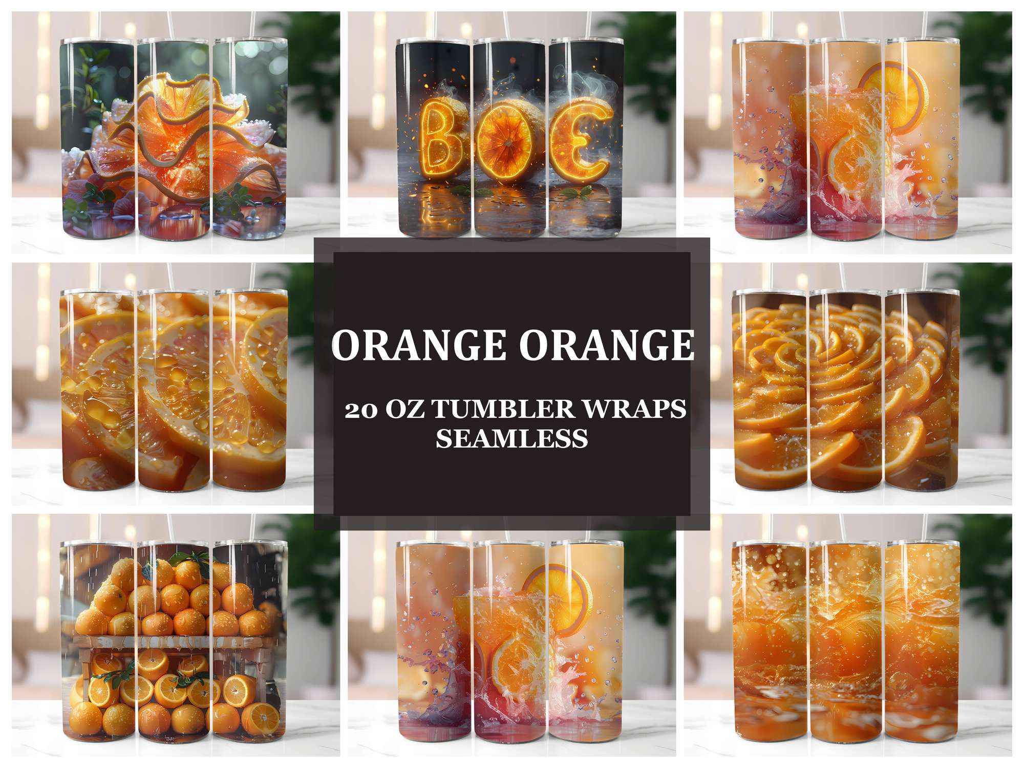 Orange 8 Tumbler Wrap - CraftNest - Digital Crafting and Art