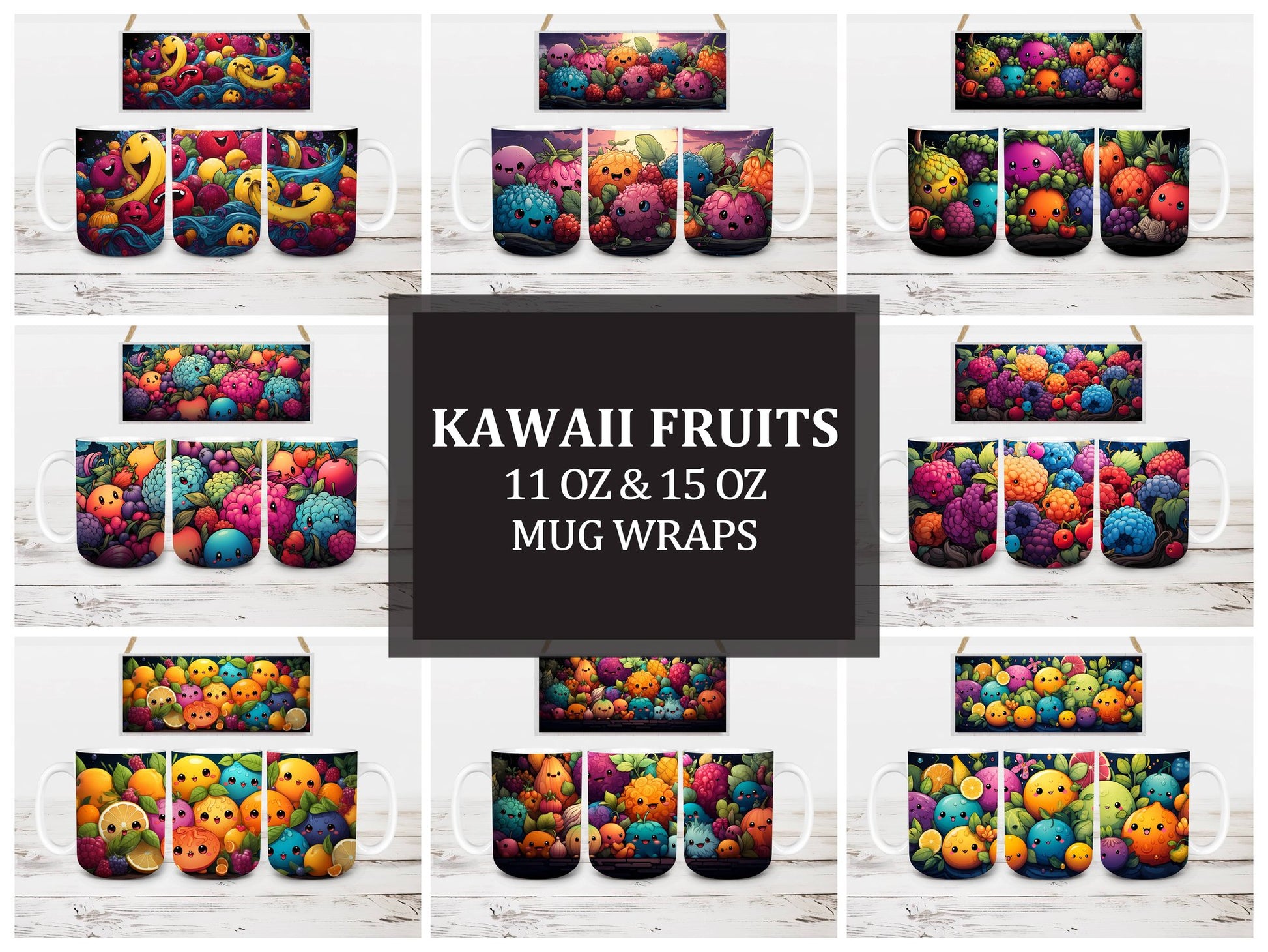 Kawaii Fruits 2 Mug Wrap - CraftNest