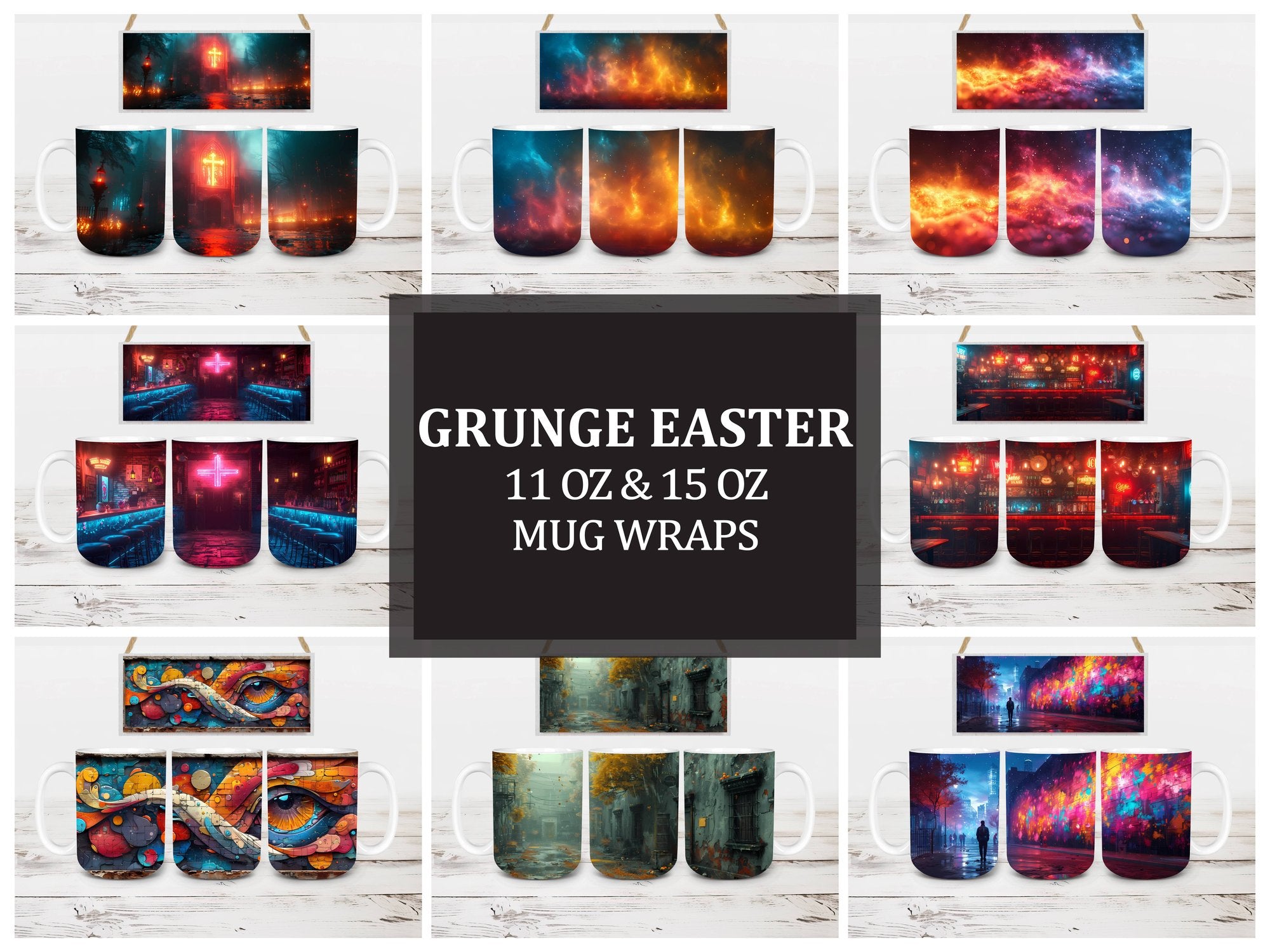 Grunge Easter 2 Mug Wrap - CraftNest