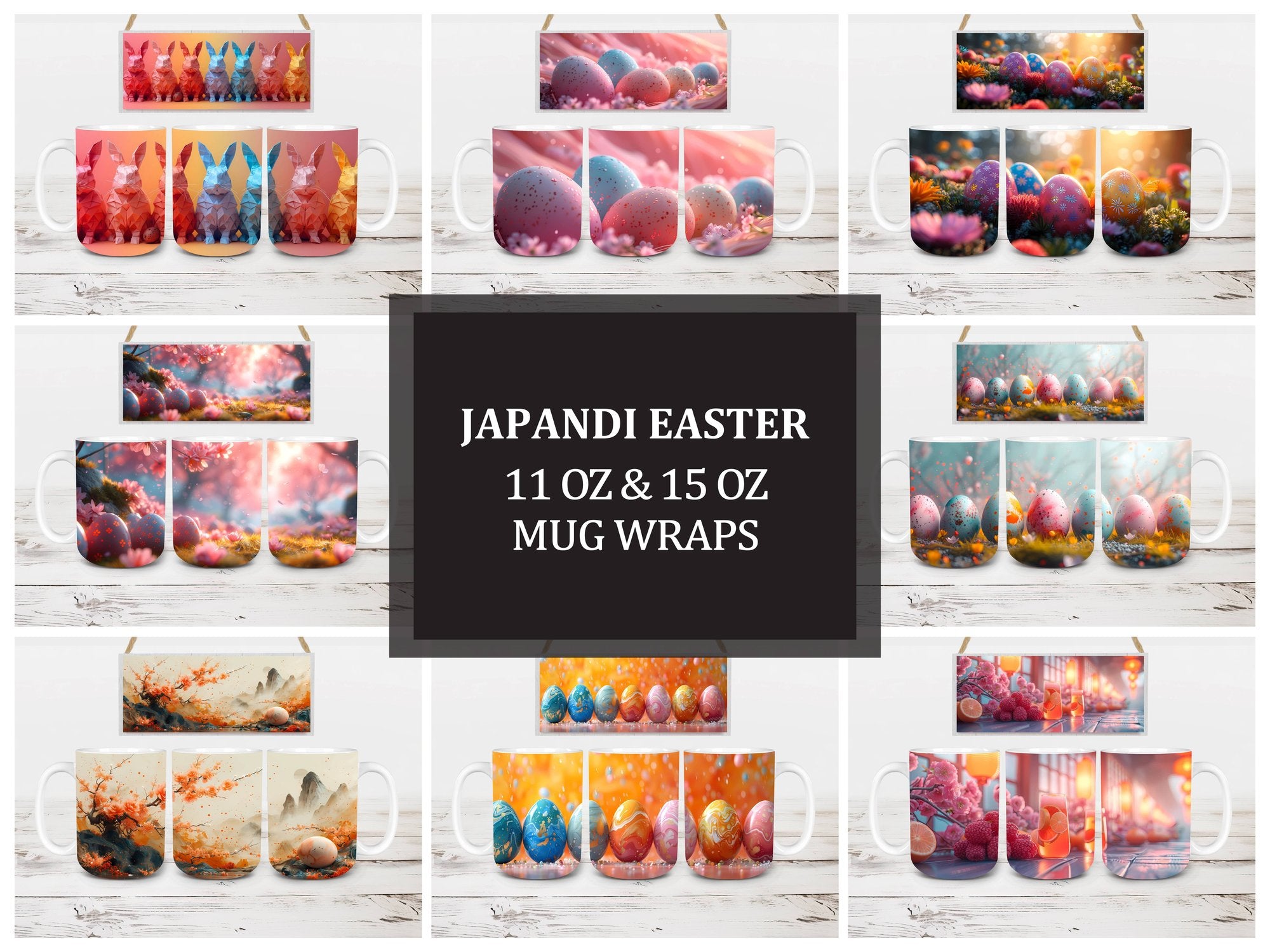 Japandi Easter 3 Mug Wrap - CraftNest