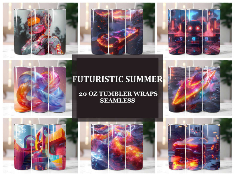 Futuristic Summer 2 Tumbler Wrap - CraftNest - Digital Crafting and Art