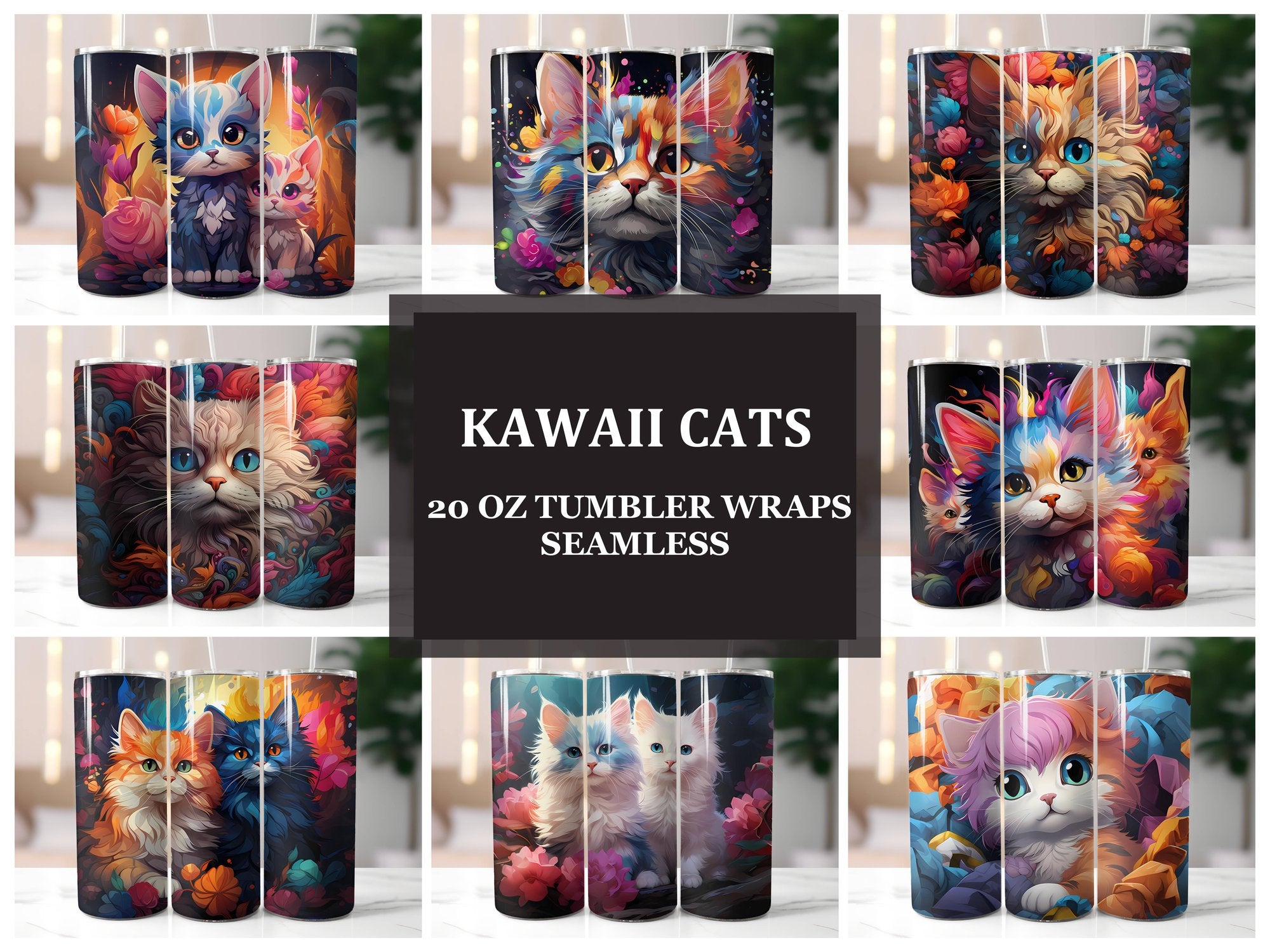 Kawaii Cats 4 Tumbler Wrap - CraftNest
