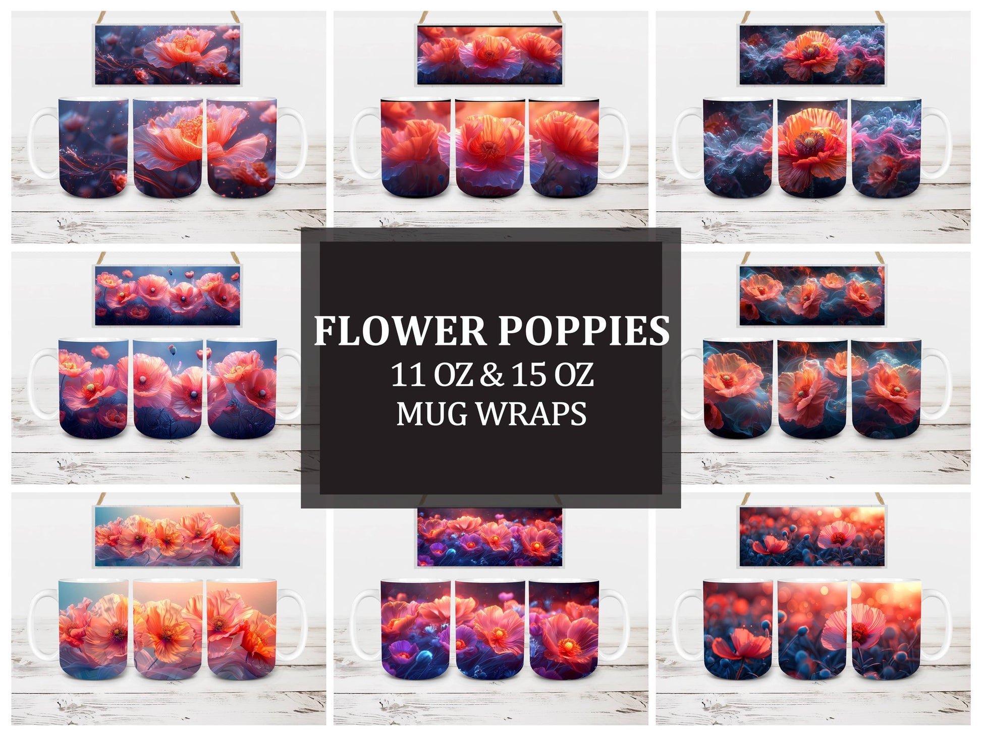 Flower Poppies 3 Mug Wrap - CraftNest