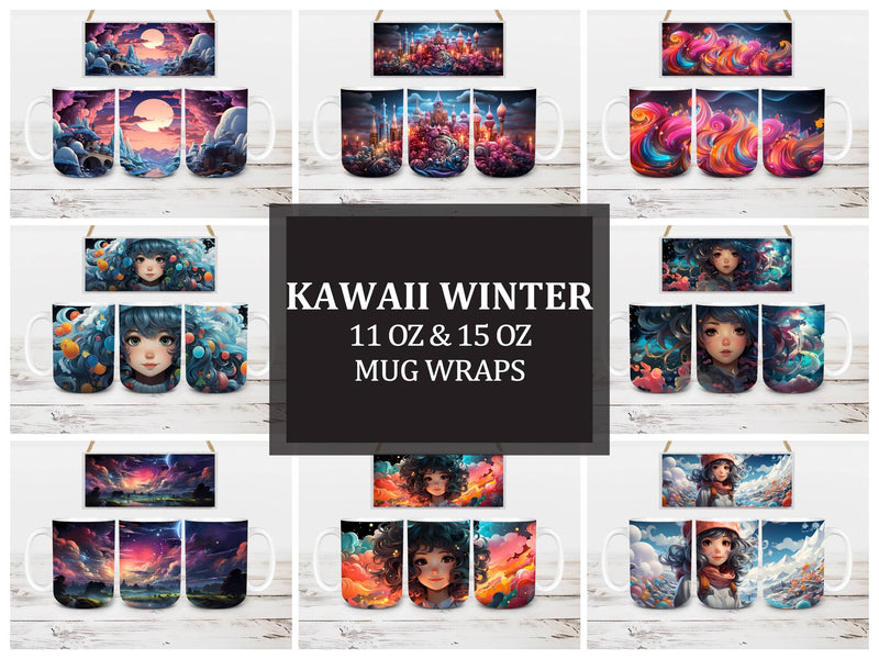 Kawaii Winter 1 Mug Wrap - CraftNest