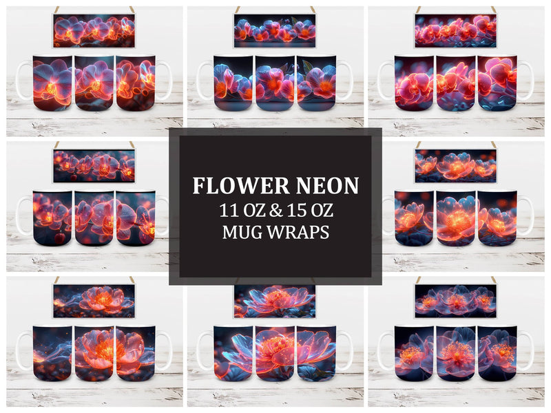 Flower Neon 6 Mug Wrap - CraftNest