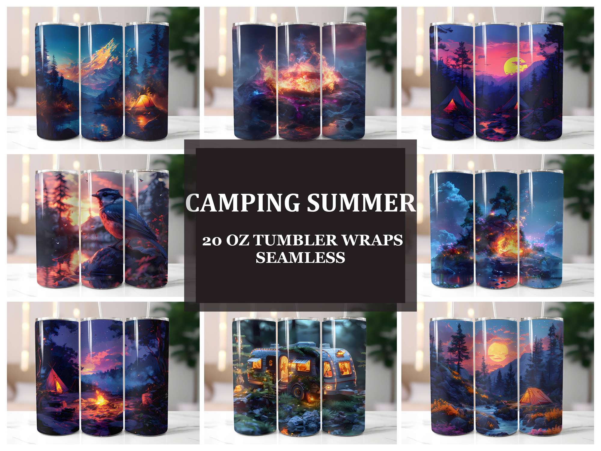 Camping Summer 2 Tumbler Wrap - CraftNest - Digital Crafting and Art