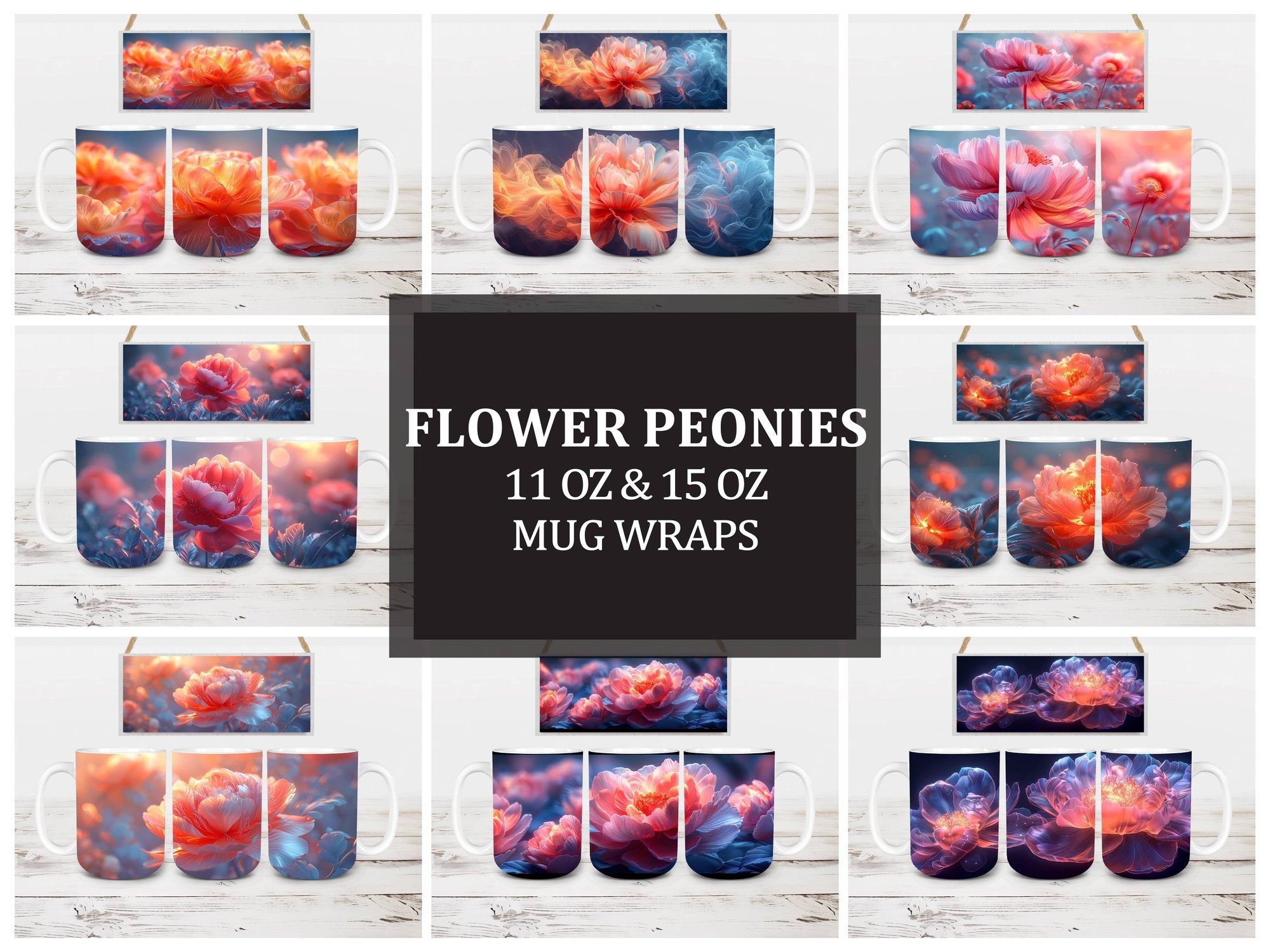 Flower Peonies 6 Mug Wrap - CraftNest