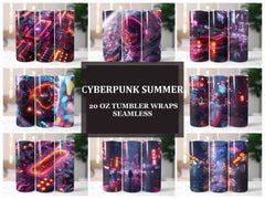 Cyberpunk Summer 4 Tumbler Wrap - CraftNest - Digital Crafting and Art