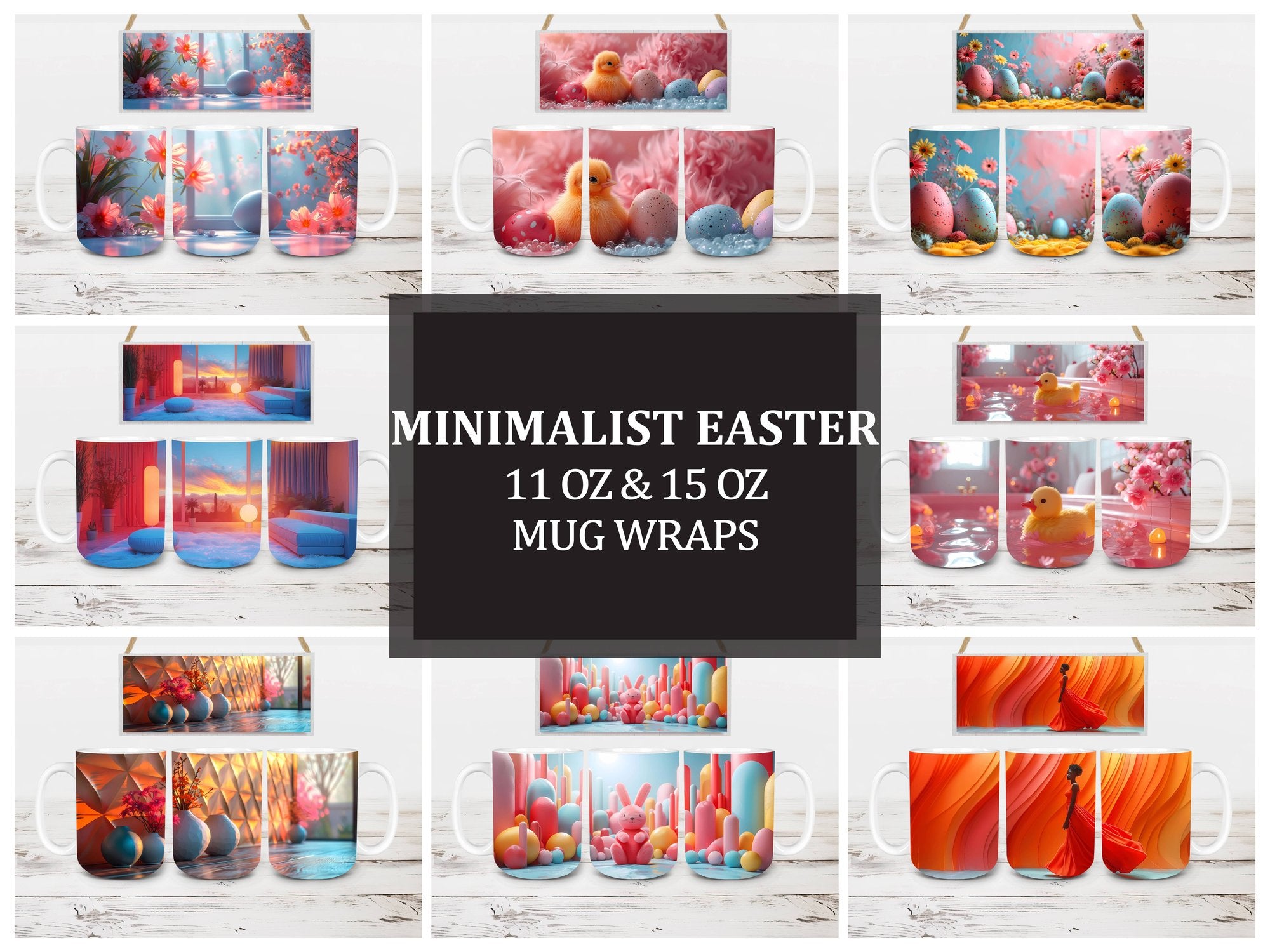 Minimalist Easter 6 Mug Wrap - CraftNest