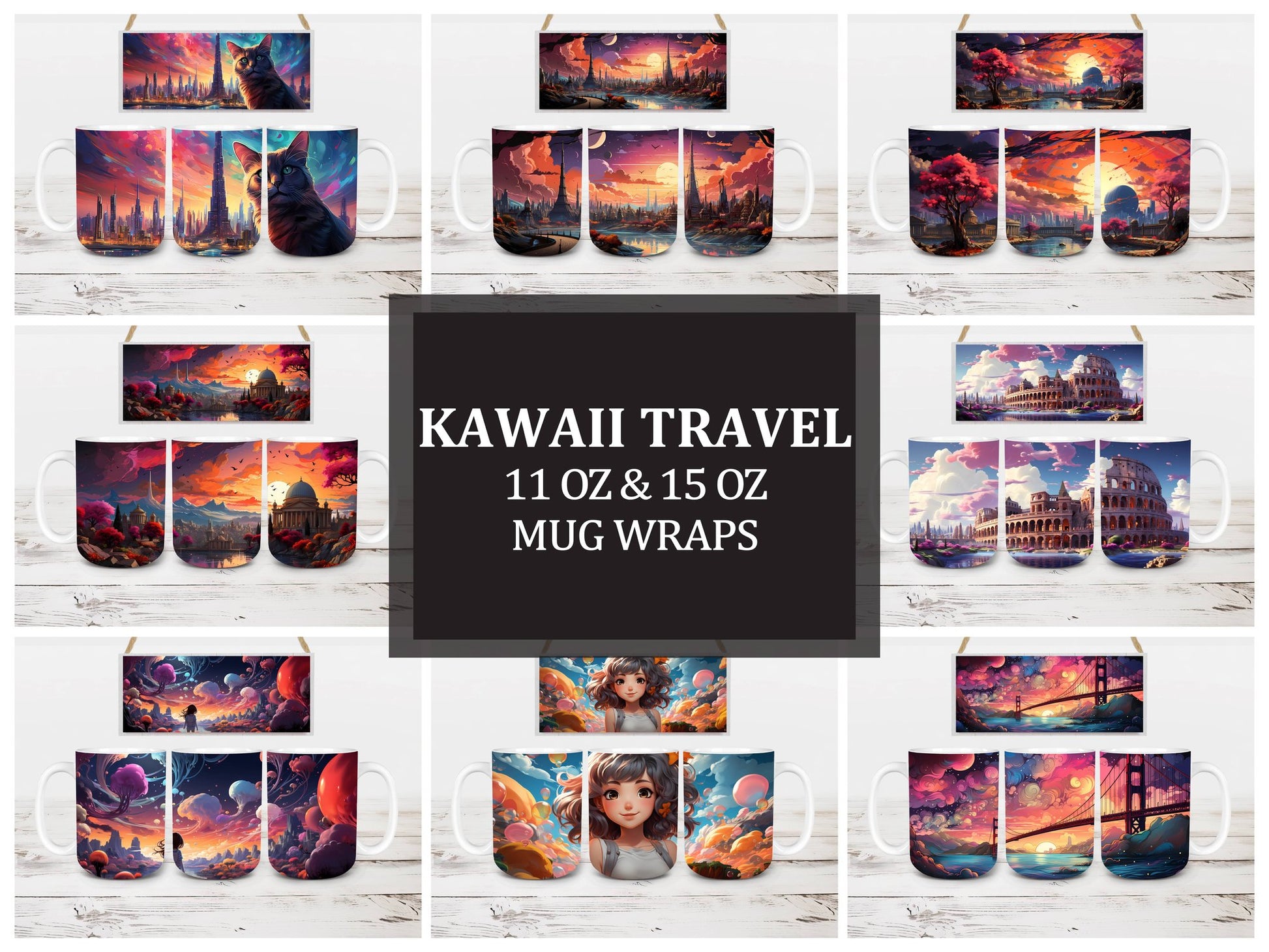 Kawaii Travel 1 Mug Wrap - CraftNest