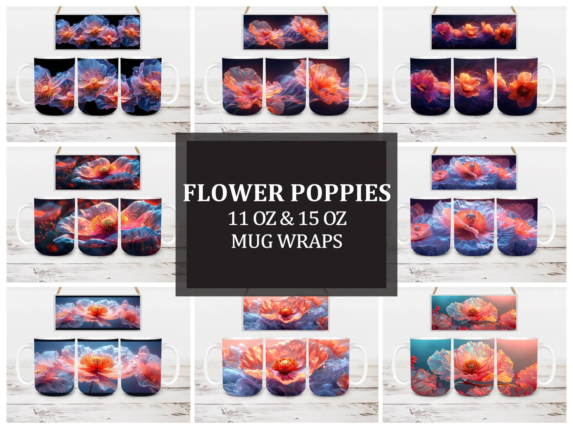 Flower Poppies 1 Mug Wrap - CraftNest