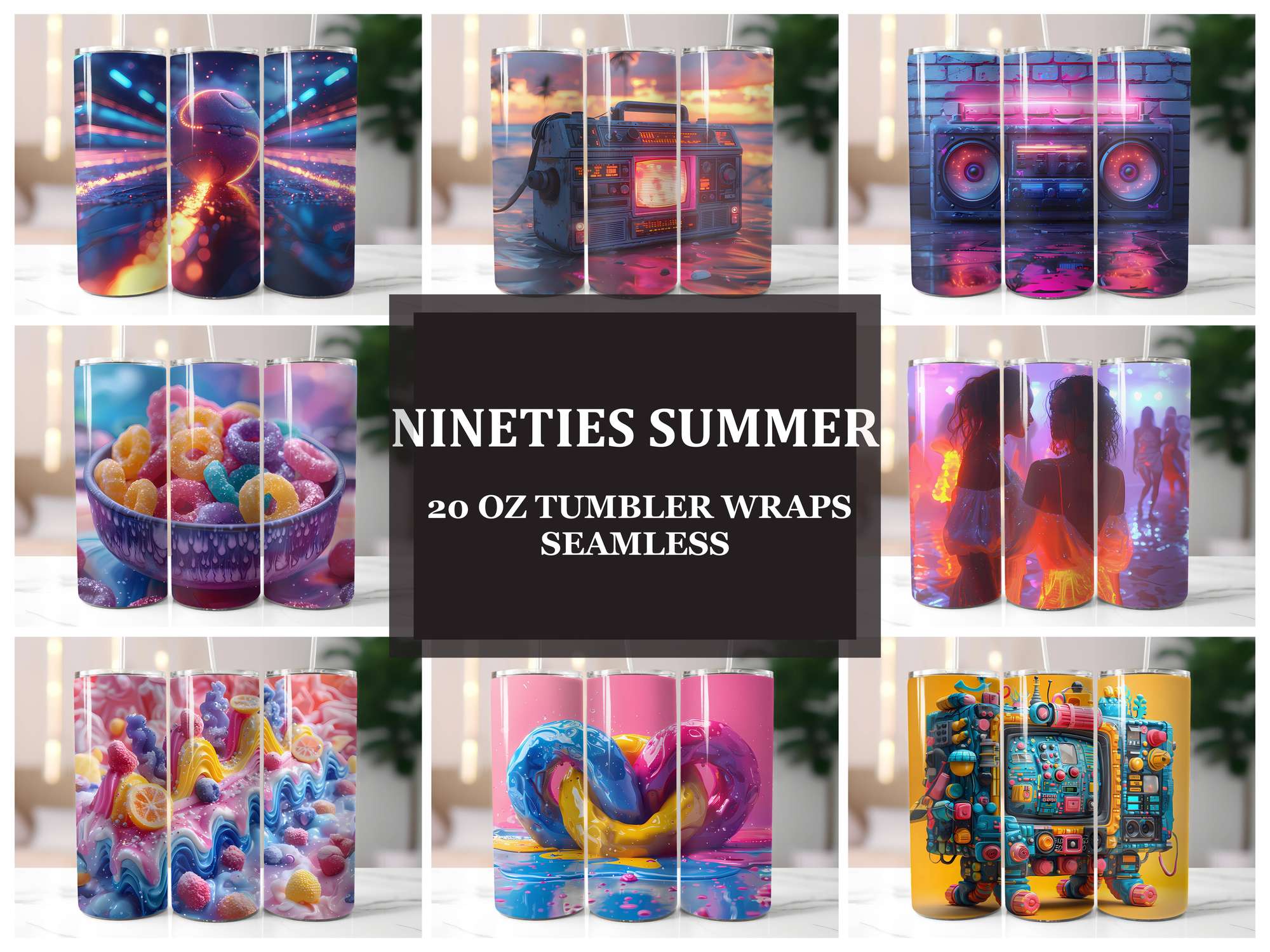 Nineties Summer 1 Tumbler Wrap - CraftNest - Digital Crafting and Art