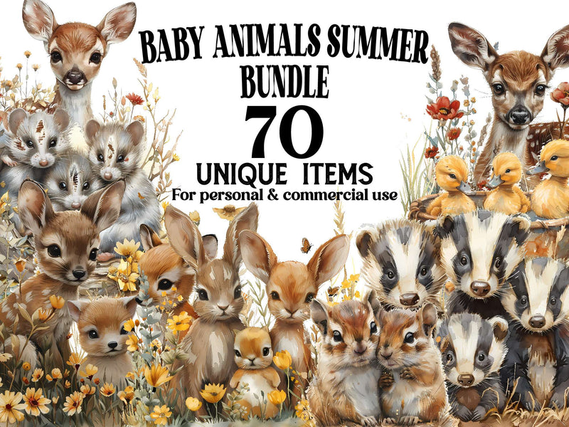 Baby Animals Summer Clipart - CraftNest - Digital Crafting and Art