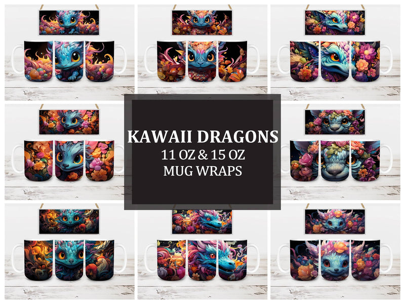 Kawaii Dragons 4 Mug Wrap - CraftNest