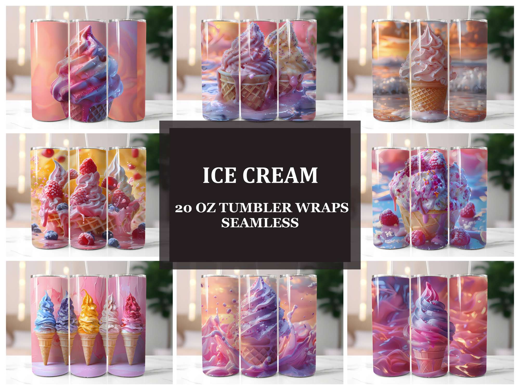 Ice Cream 4 Tumbler Wrap - CraftNest - Digital Crafting and Art