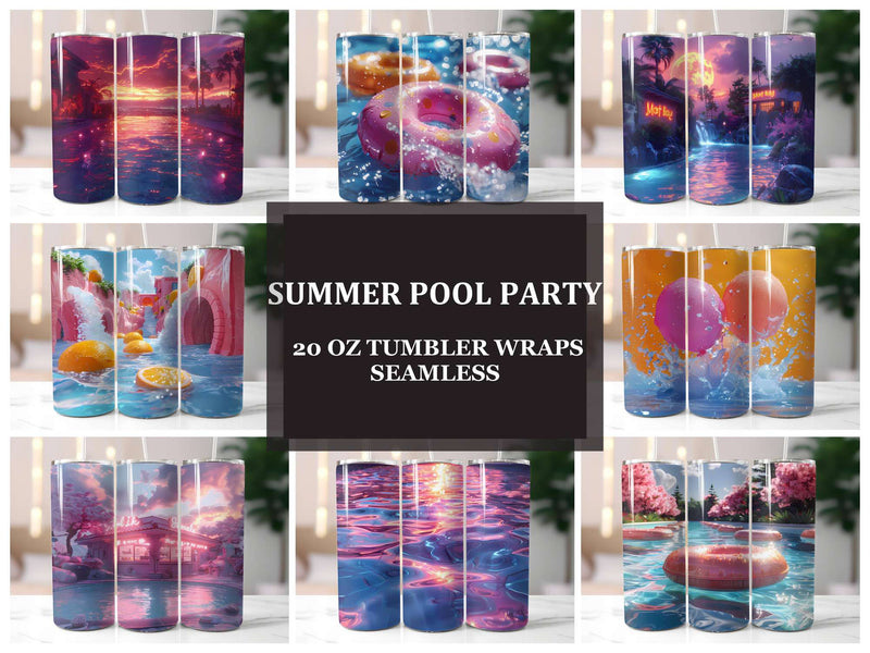 Summer Pool Party 4 Tumbler Wrap - CraftNest - Digital Crafting and Art