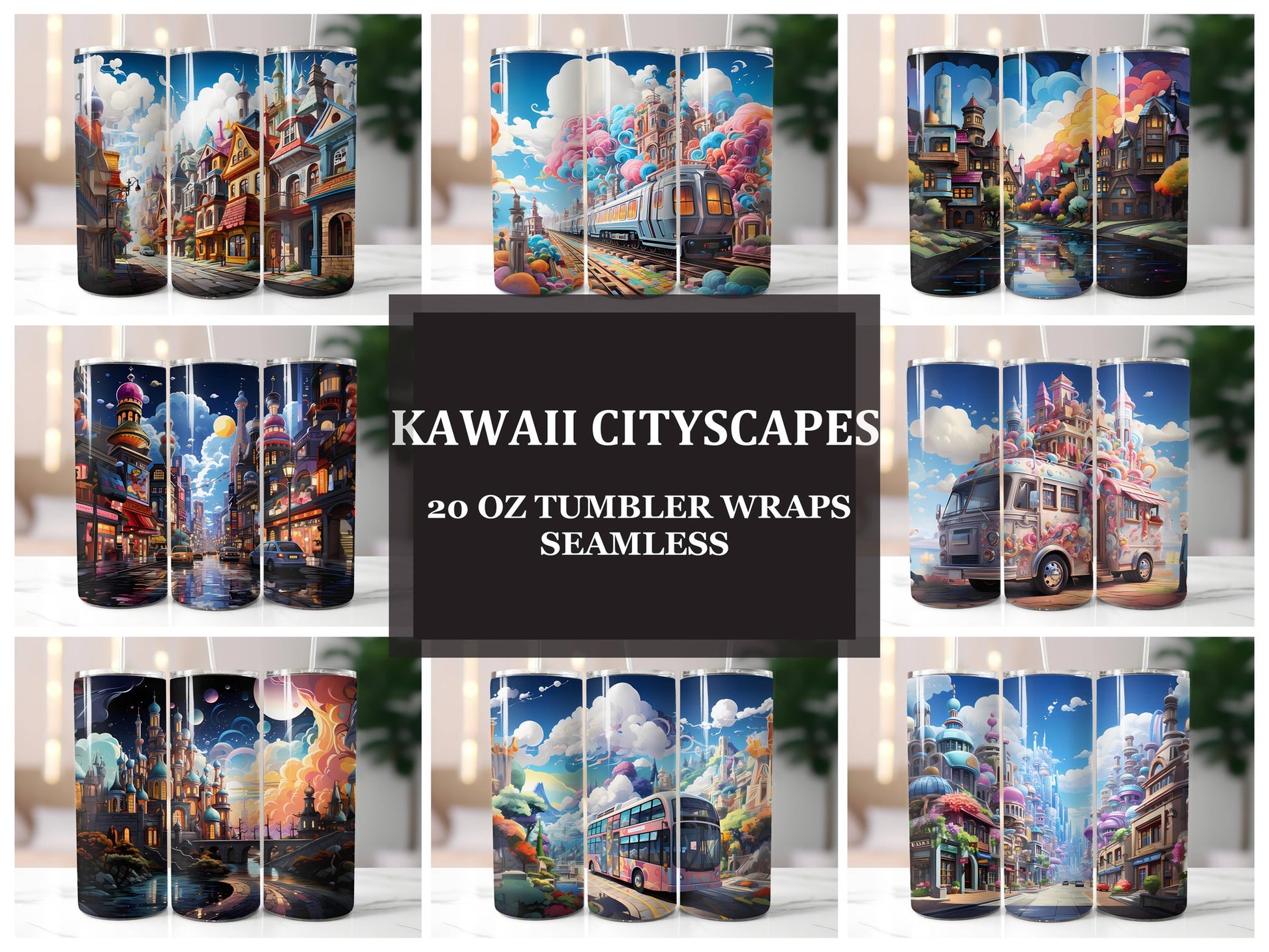 Kawaii Cityscapes 2 Tumbler Wrap - CraftNest