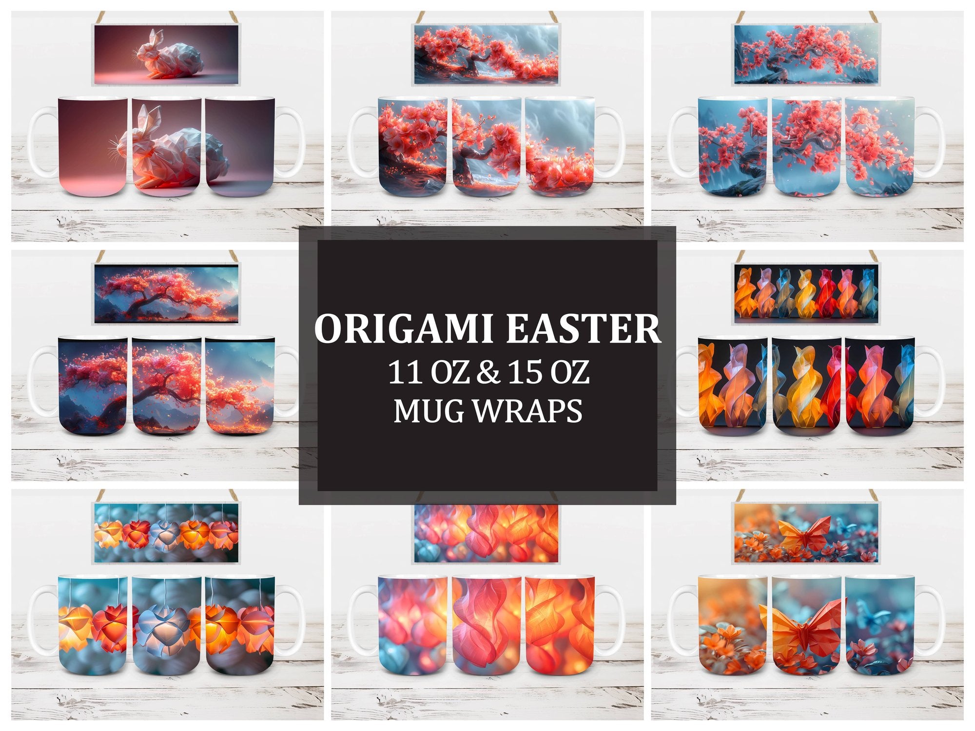 Origami Easter 5 Mug Wrap - CraftNest