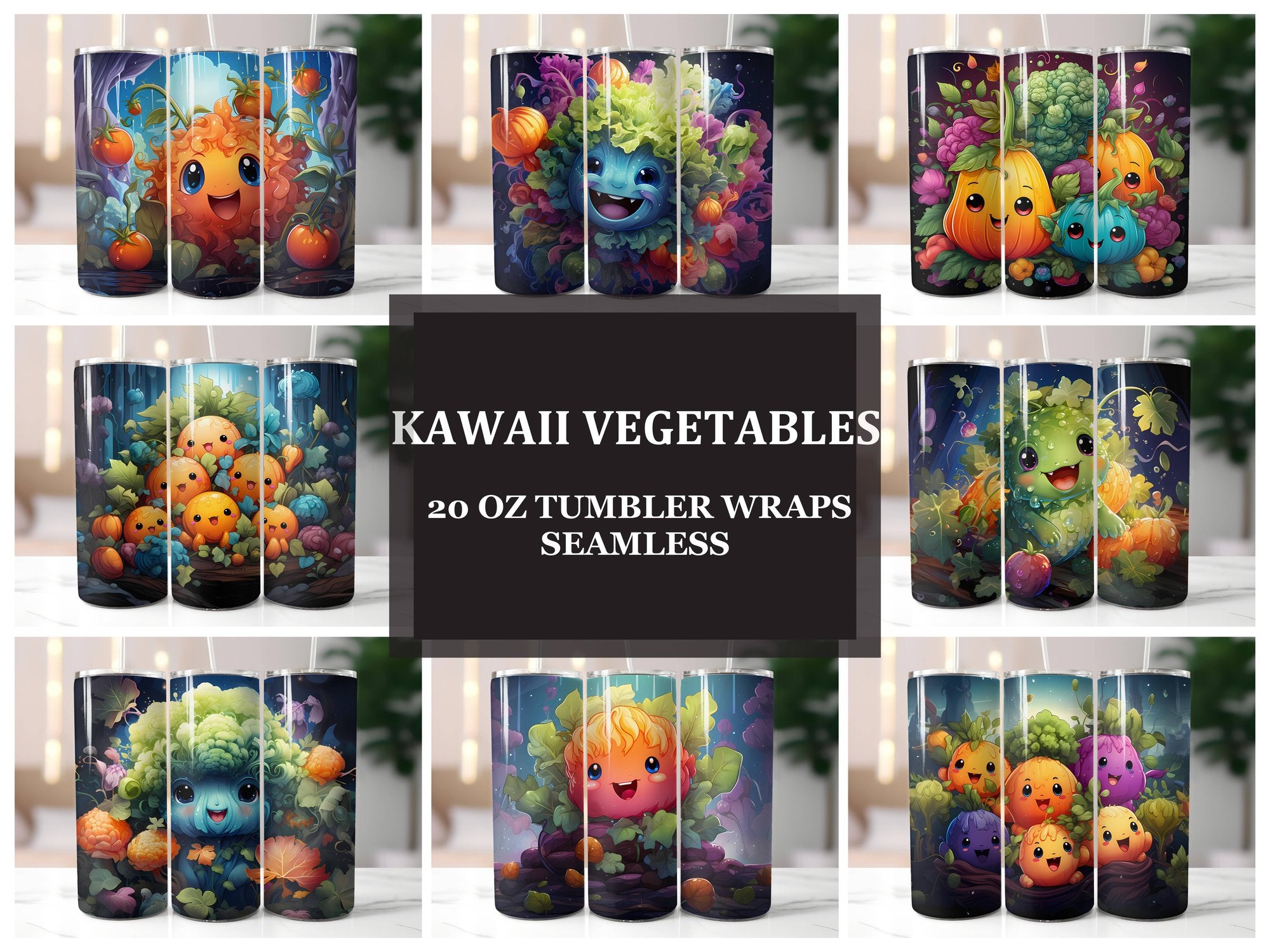 Kawaii Vegetables 3 Tumbler Wrap - CraftNest
