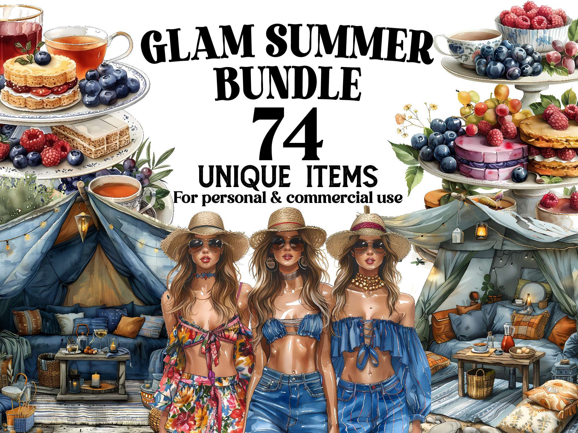 Glam Summer Clipart - CraftNest - Digital Crafting and Art