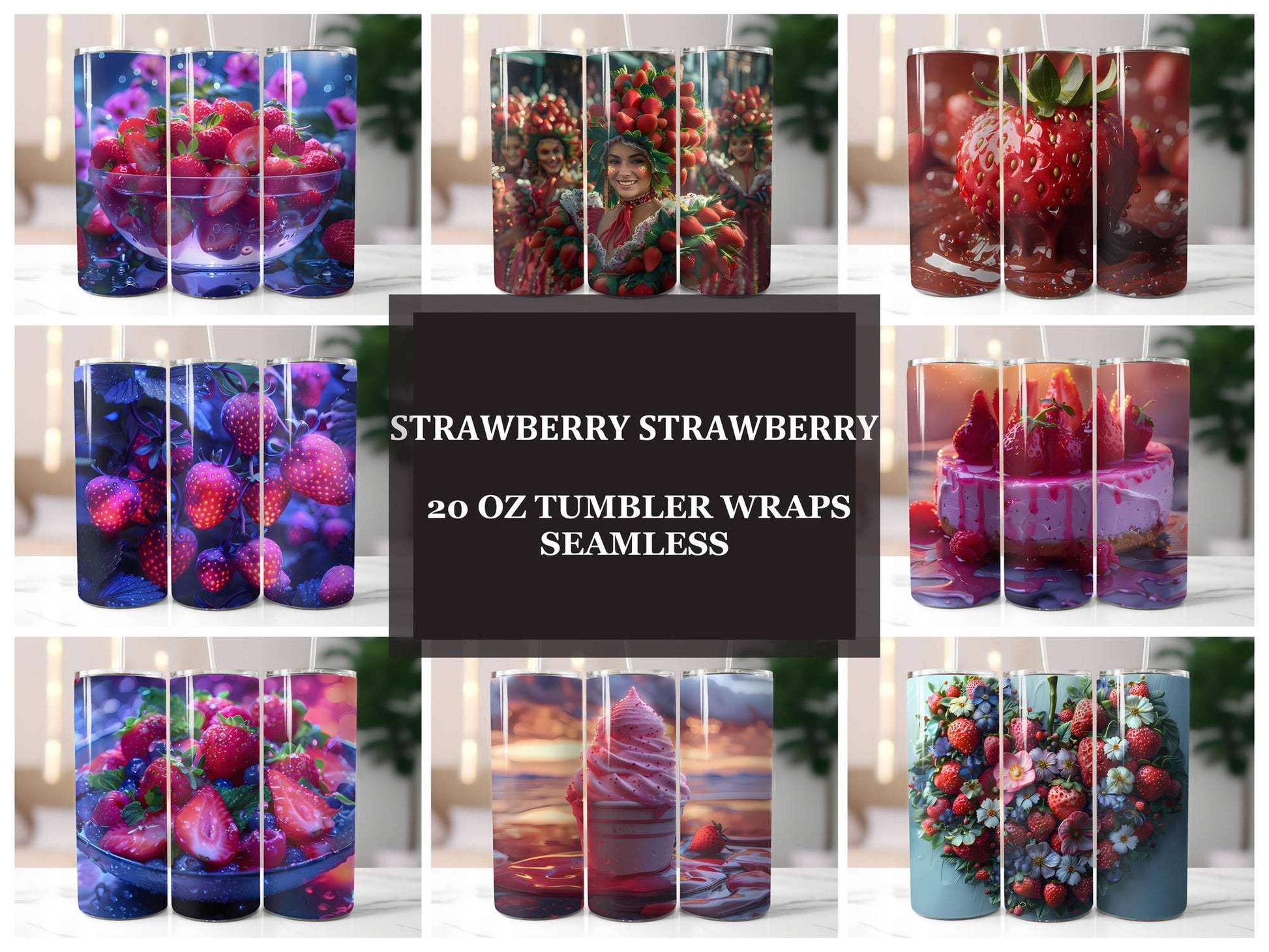 Strawberry 3 Tumbler Wrap - CraftNest - Digital Crafting and Art