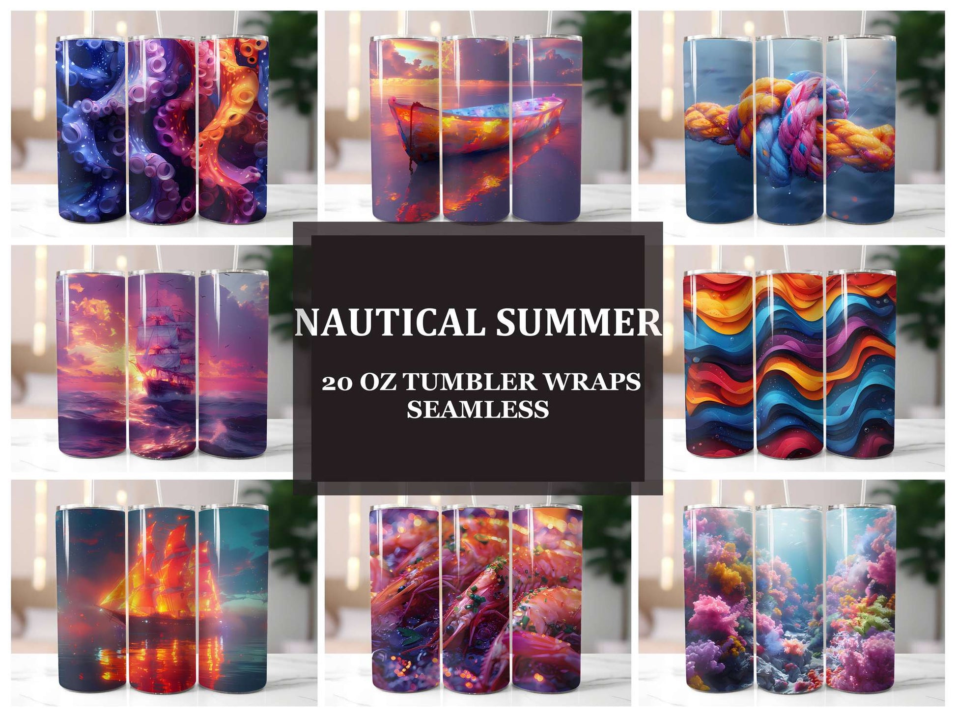 Nautical Summer 2 Tumbler Wrap - CraftNest - Digital Crafting and Art