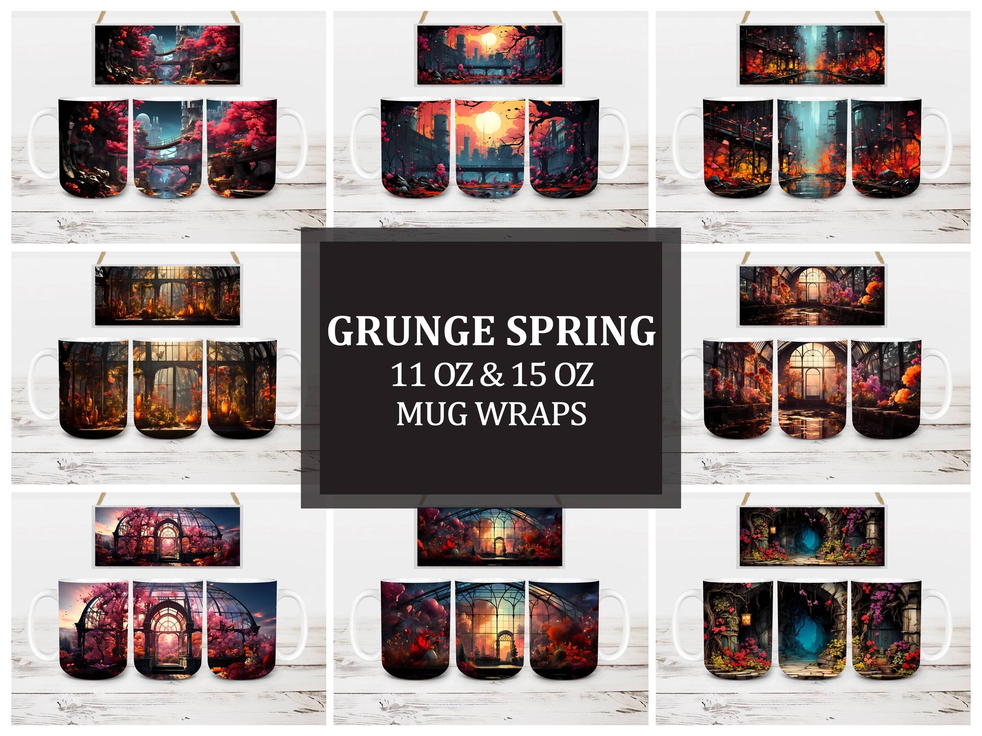 Grunge Spring 1 Mug Wrap - CraftNest