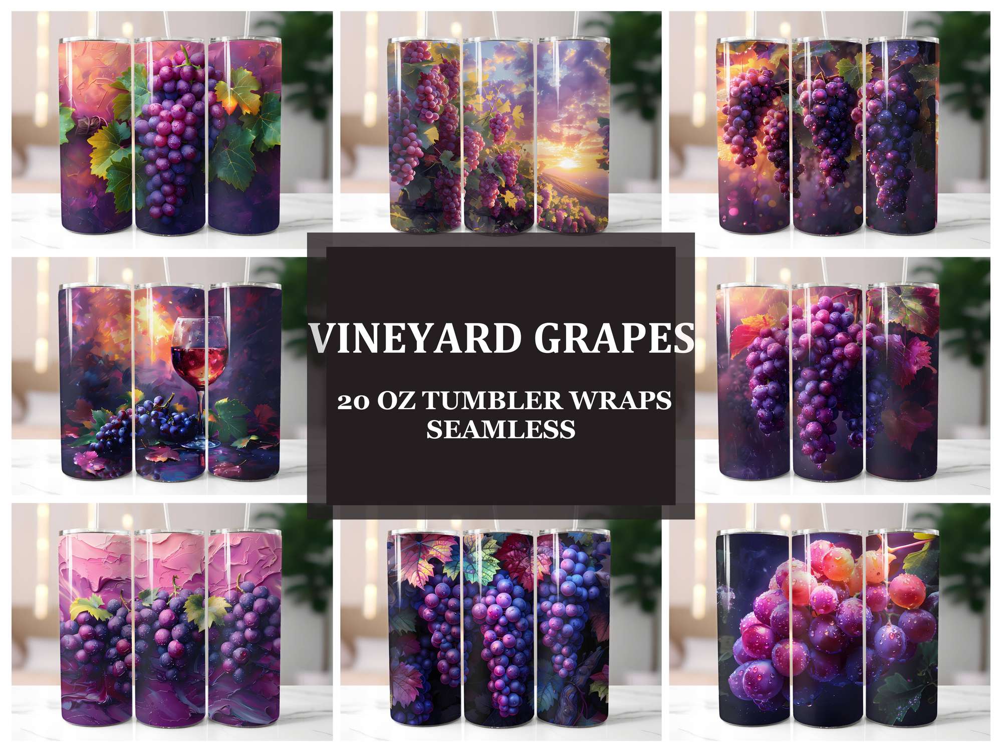 Vineyard Grapes 4 Tumbler Wrap - CraftNest - Digital Crafting and Art