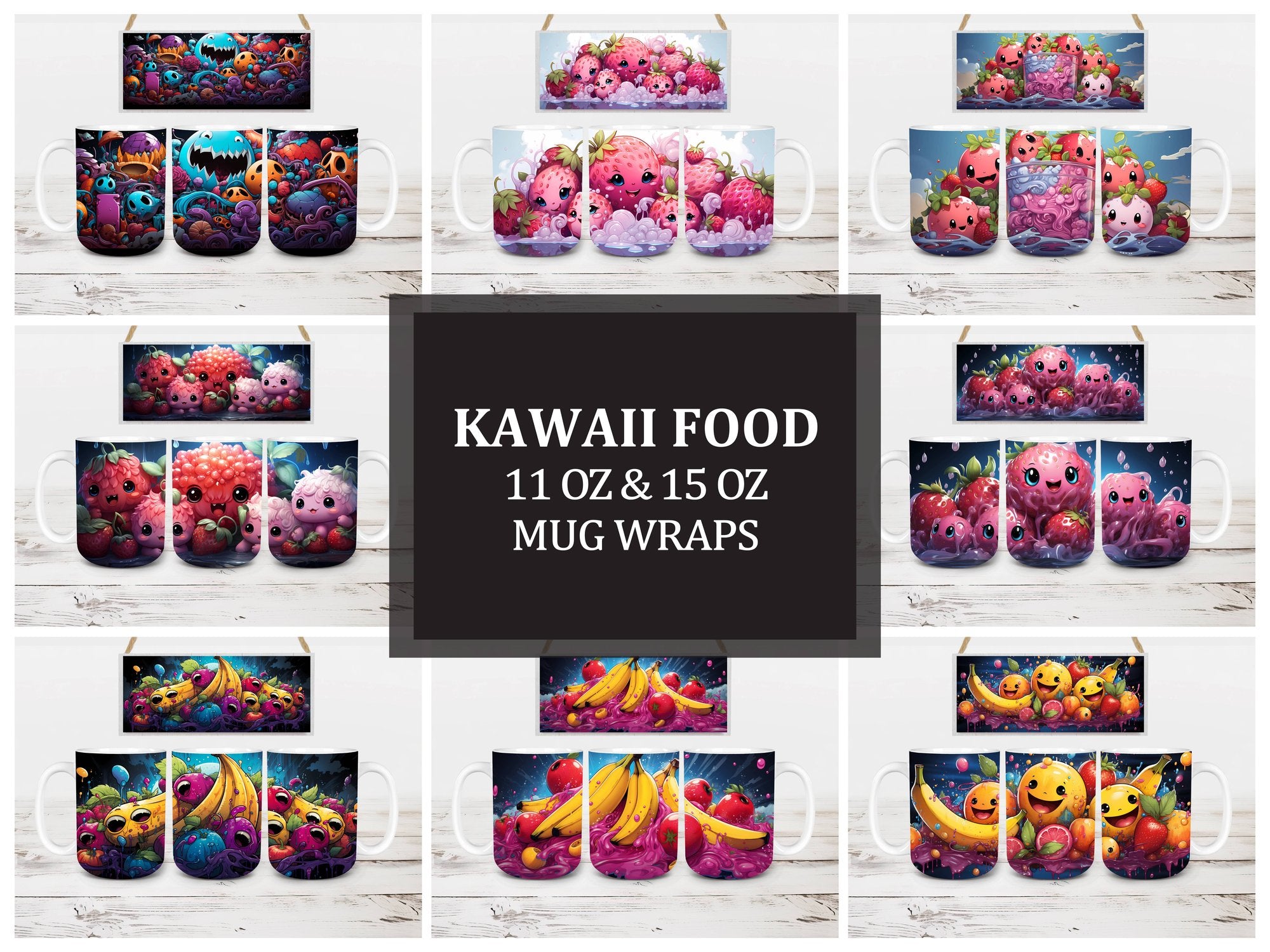 Kawaii Food 8 Mug Wrap - CraftNest