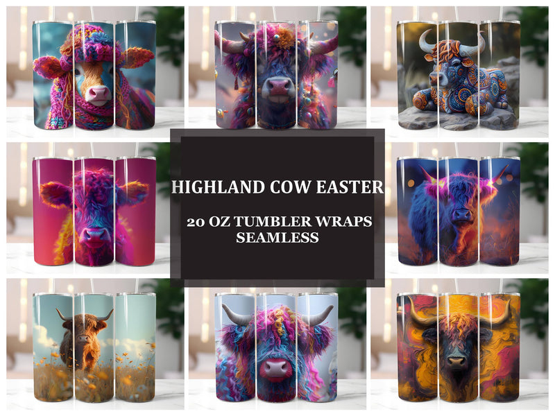 Highland Cow Easter 1 Tumbler Wrap - CraftNest