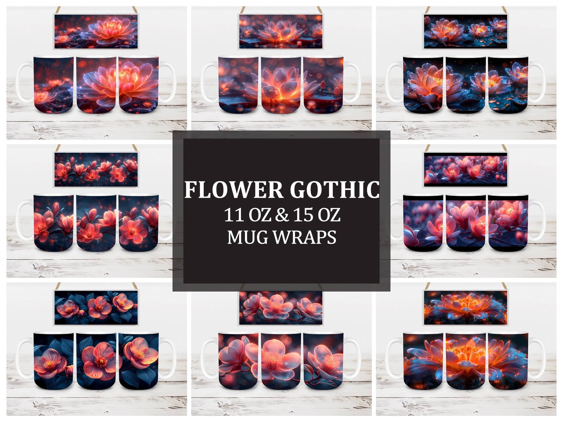 Flower Gothic 5 Mug Wrap - CraftNest