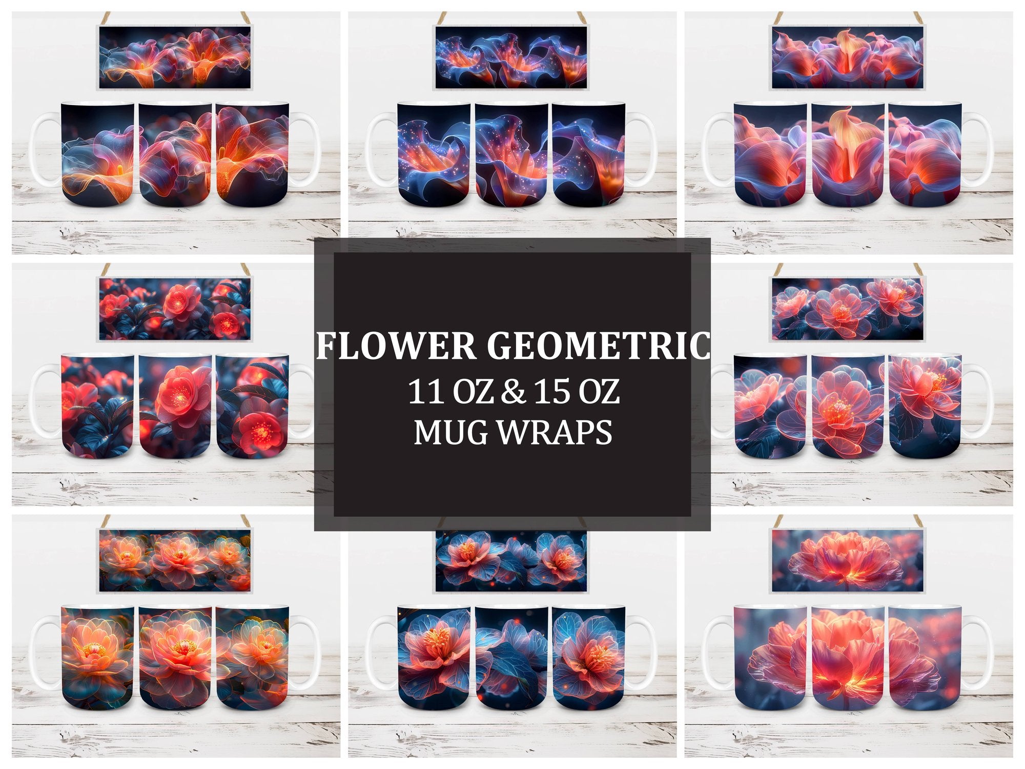 Flower Geometric 1 Mug Wrap - CraftNest