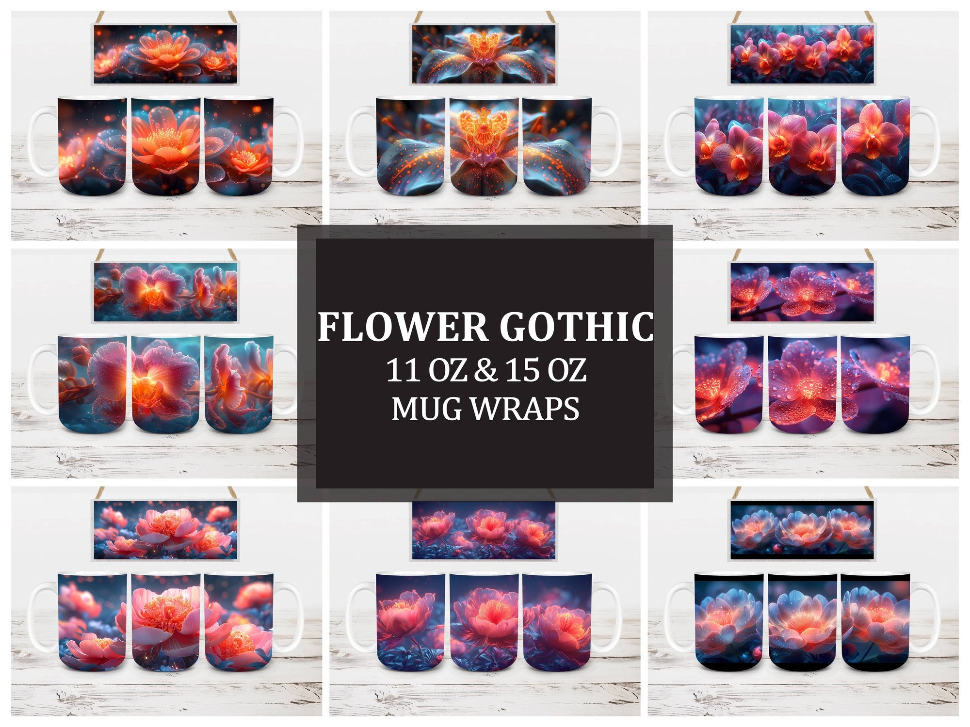 Flower Gothic 6 Mug Wrap - CraftNest