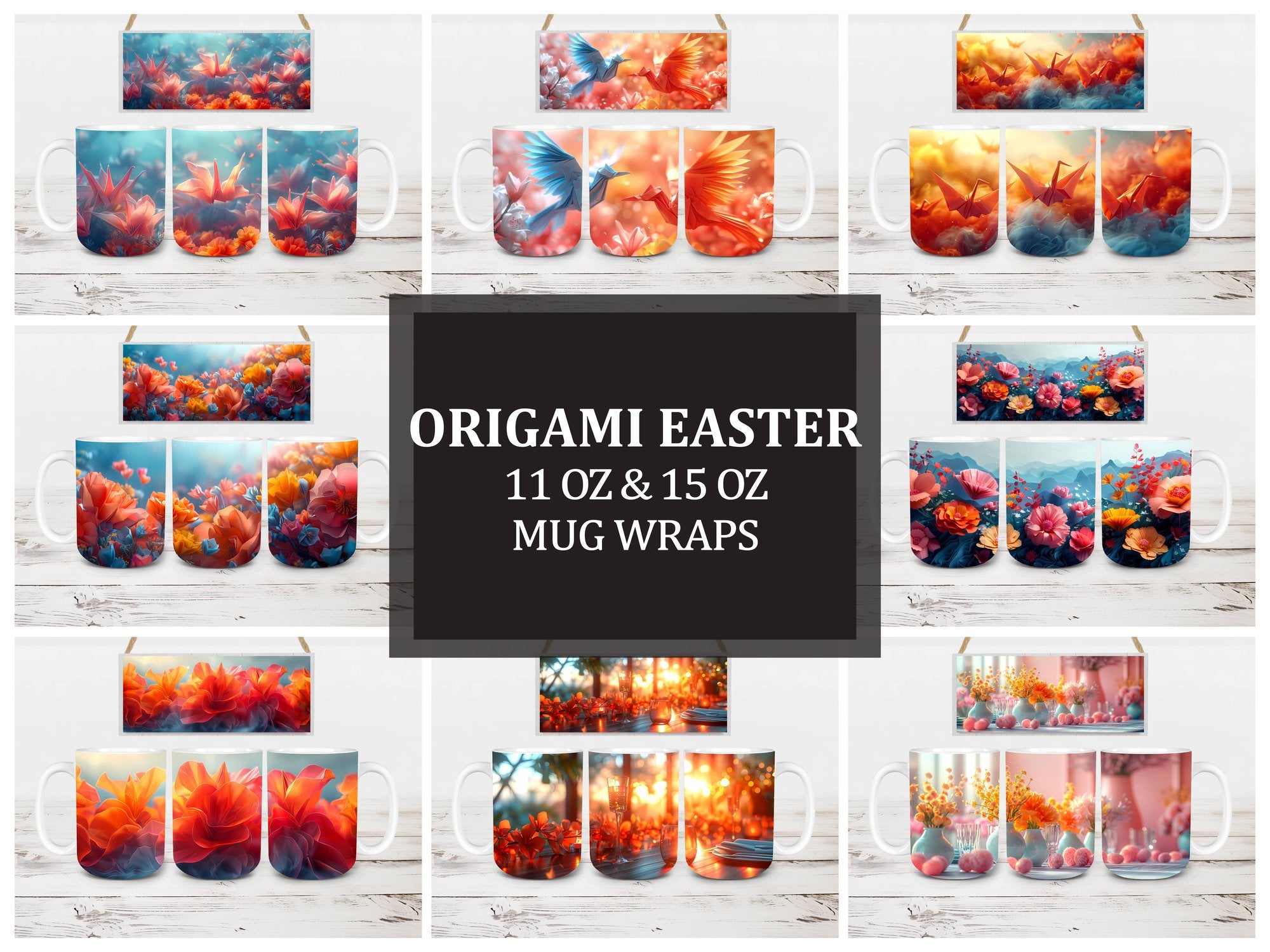 Origami Easter 3 Mug Wrap - CraftNest