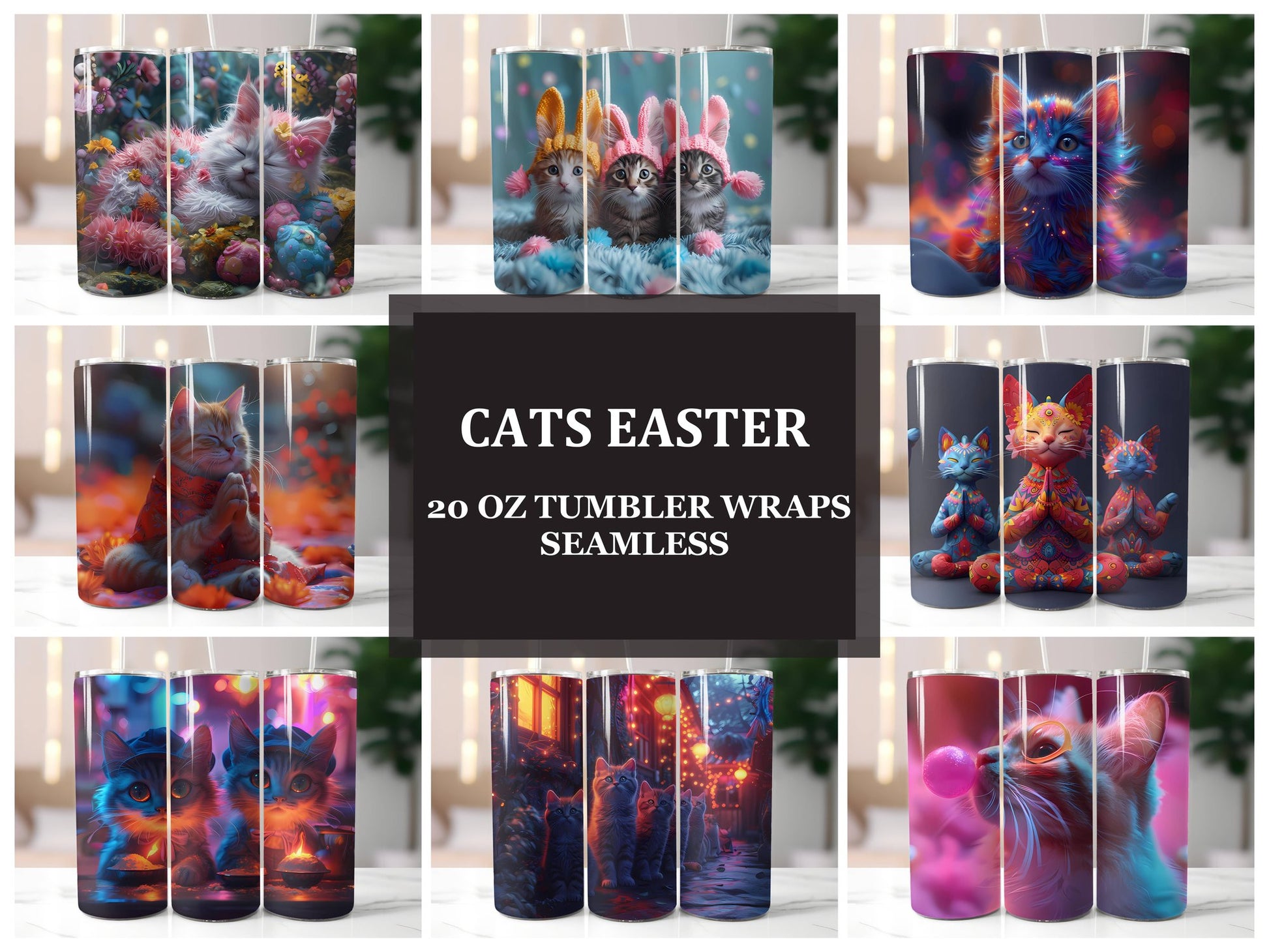 Cats Easter 2 Tumbler Wrap - CraftNest