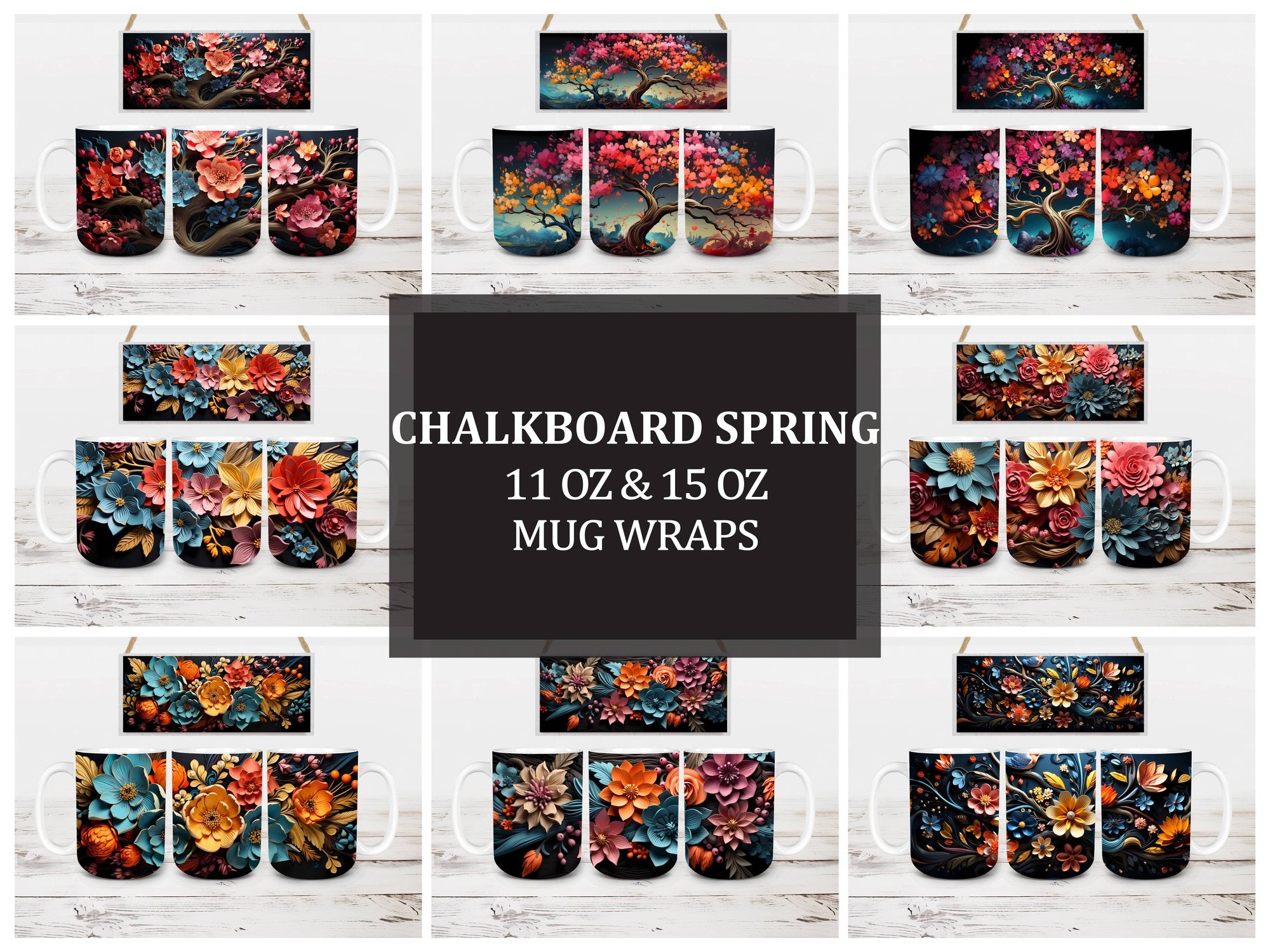 Chalkboard Spring 3 Mug Wrap - CraftNest