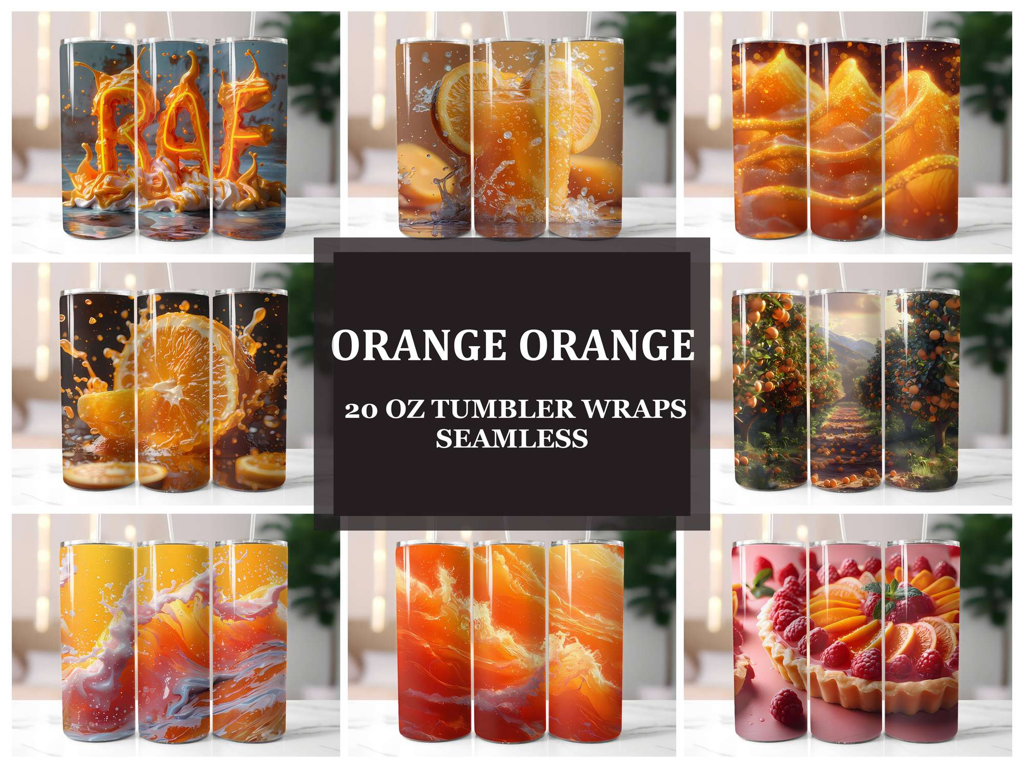 Orange 10 Tumbler Wrap - CraftNest - Digital Crafting and Art