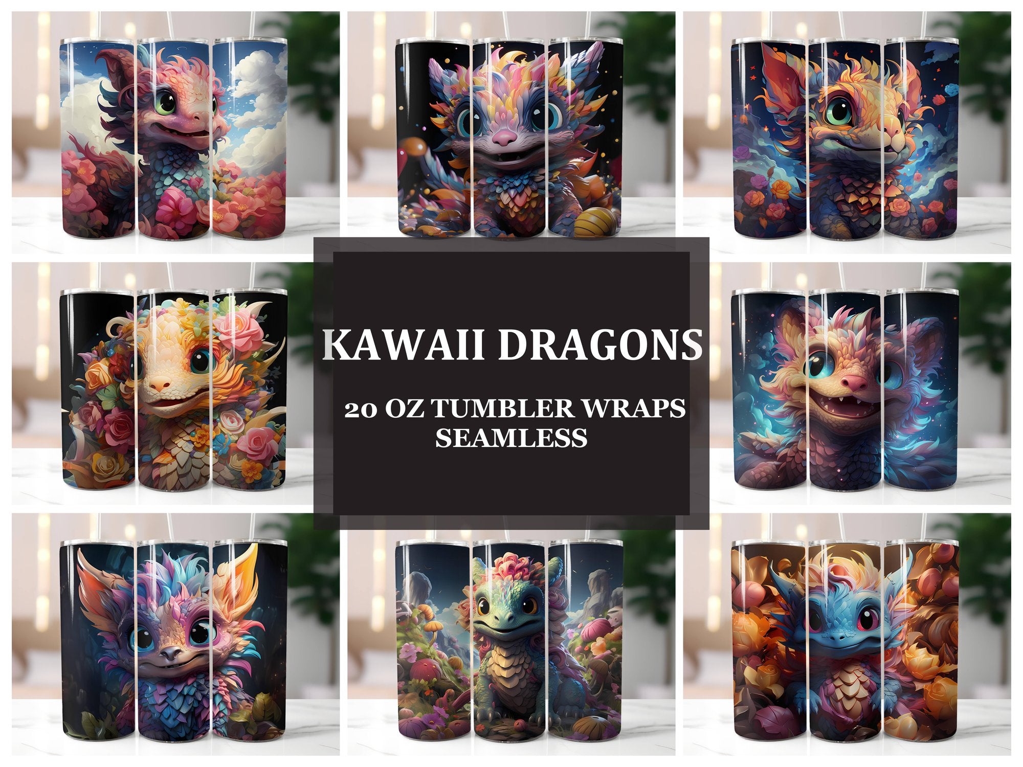 Kawaii Dragons 1 Tumbler Wrap - CraftNest