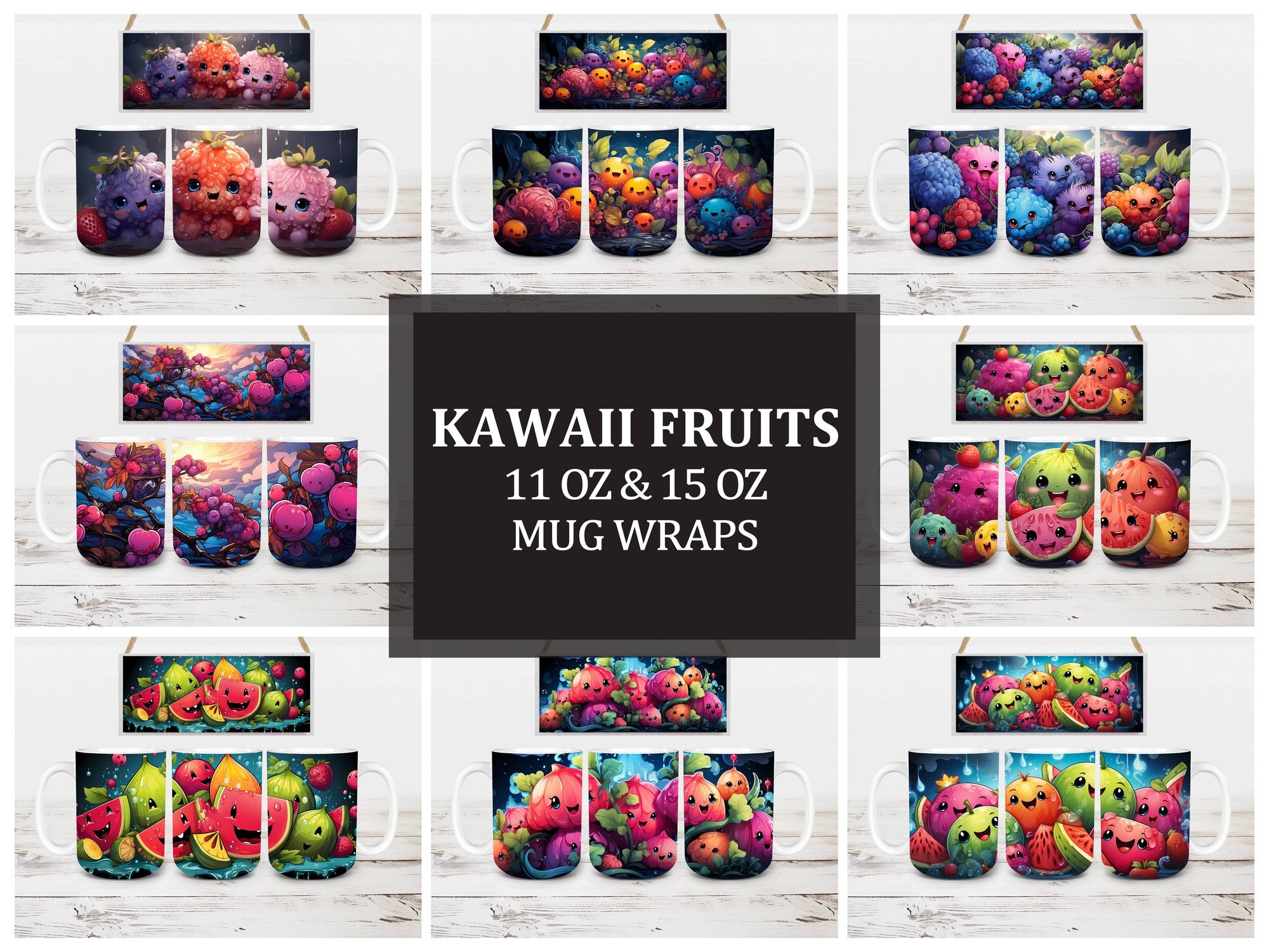 Kawaii Fruits 5 Mug Wrap - CraftNest