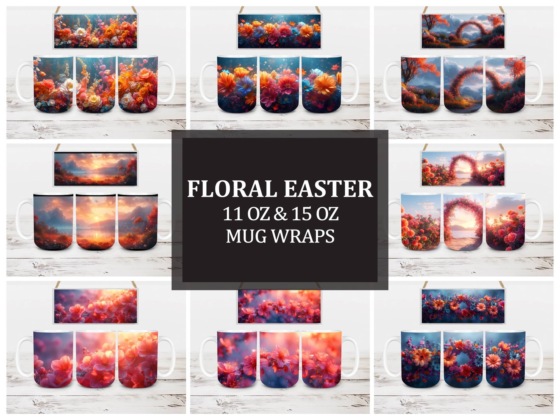 Floral Easter 3 Mug Wrap - CraftNest