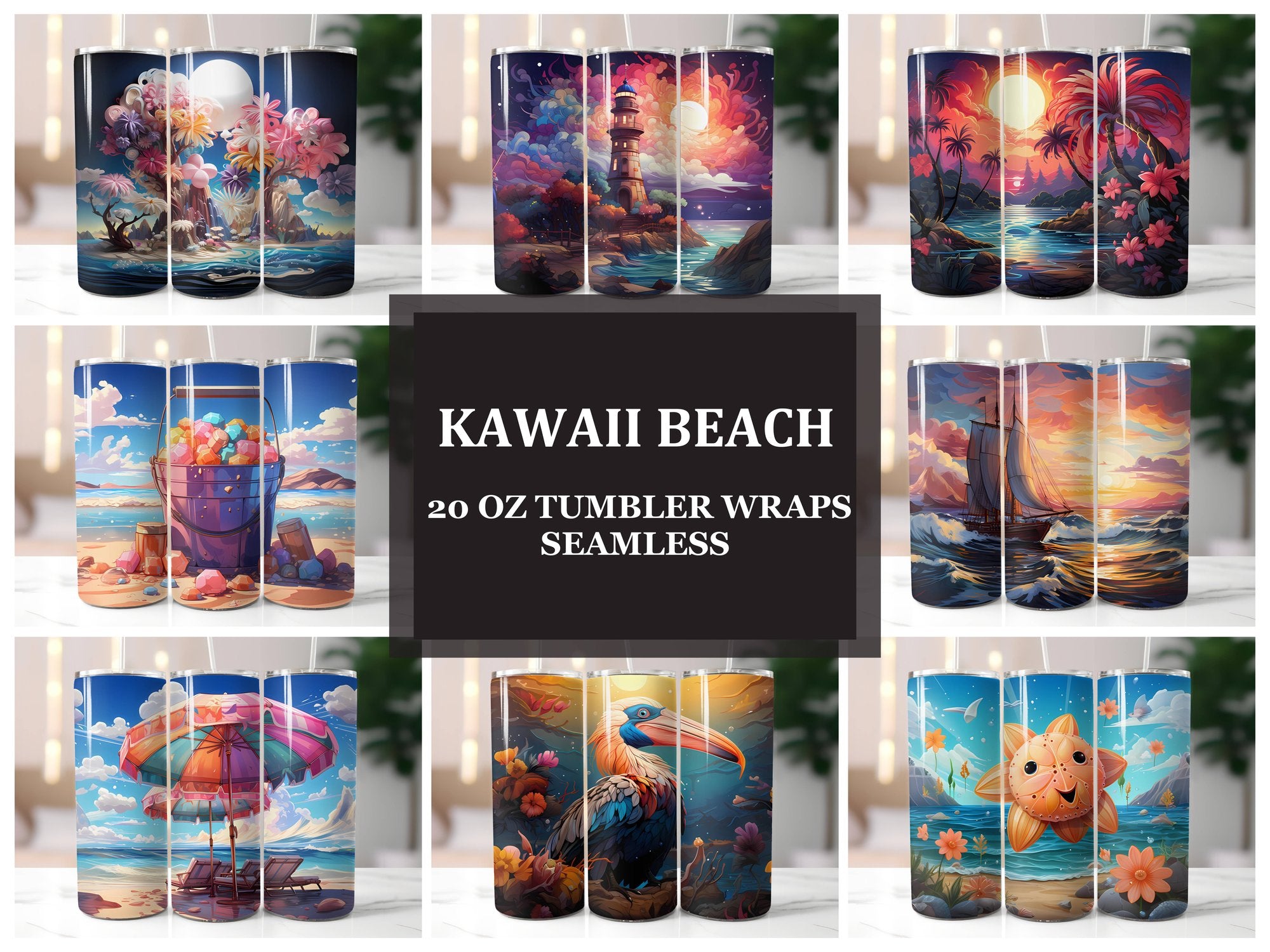 Kawaii Beach 2 Tumbler Wrap - CraftNest