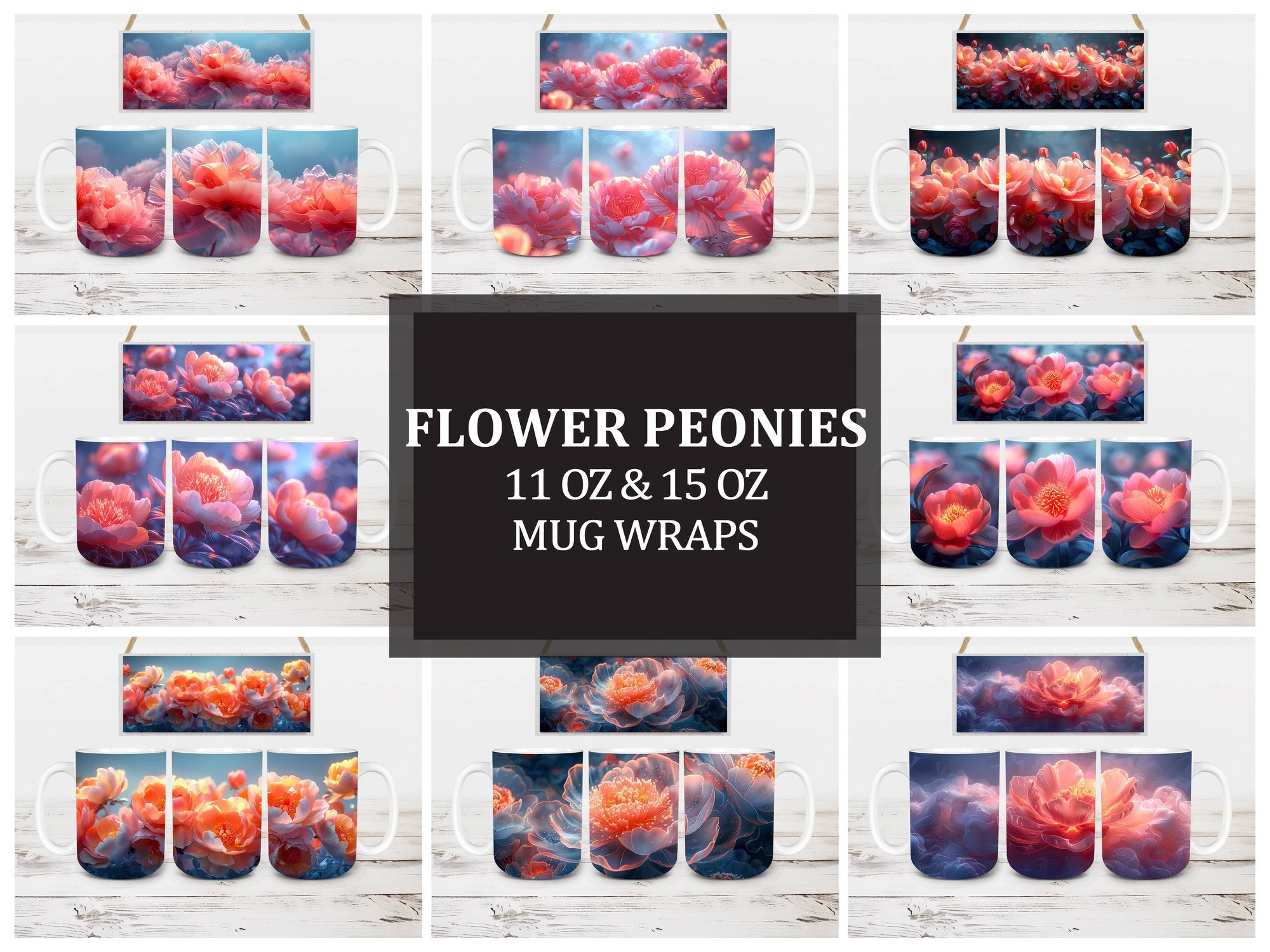 Flower Peonies 4 Mug Wrap - CraftNest