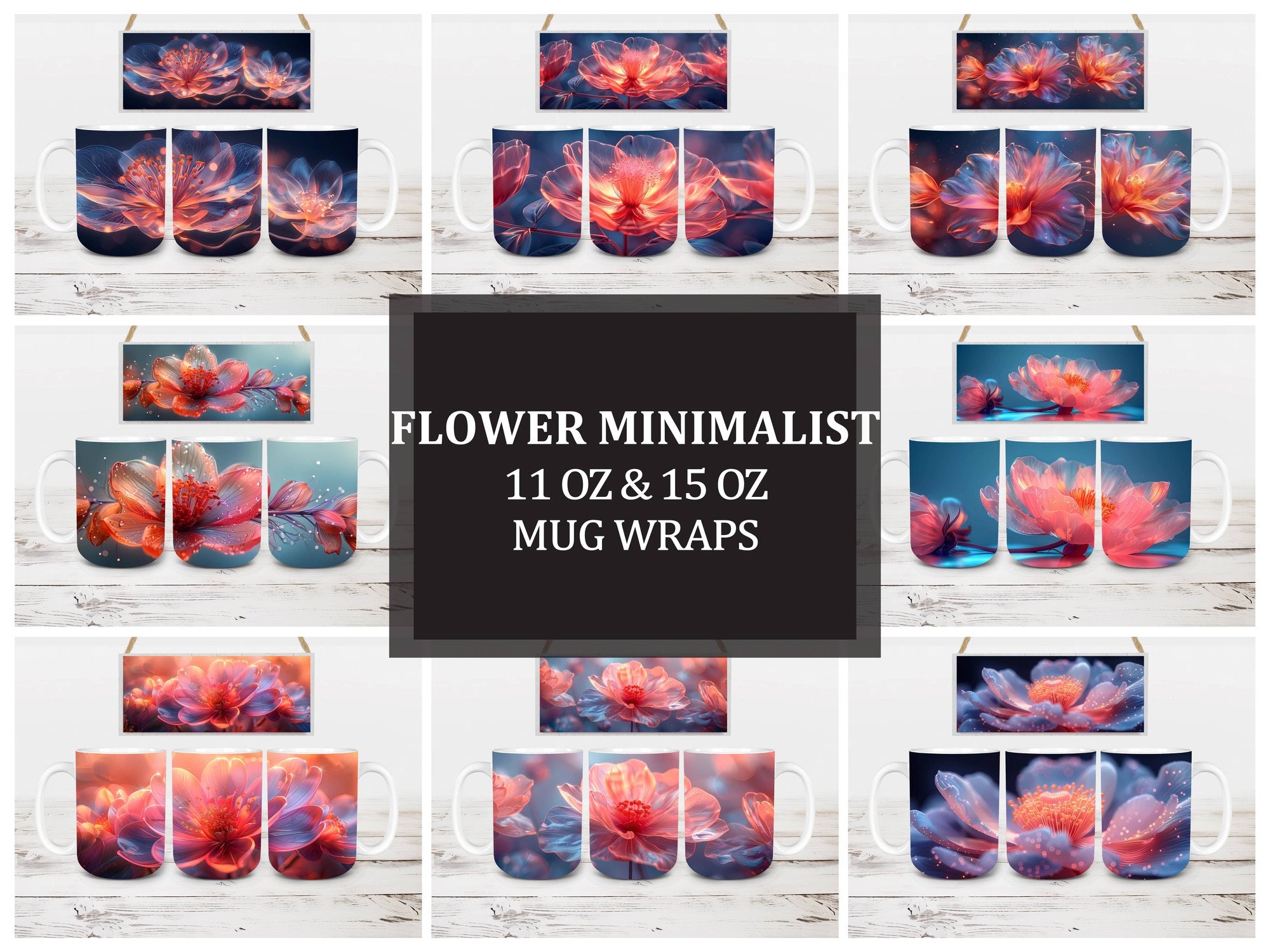 Flower Minimalist 7 Mug Wrap - CraftNest